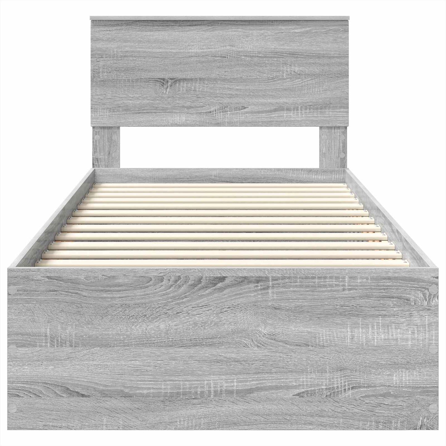 Bedframe met hoofdeinde Grijs Sonoma 75 x 190 cm Bewerkt hout is nu te koop bij PeponiXL, paradijselijk wonen!