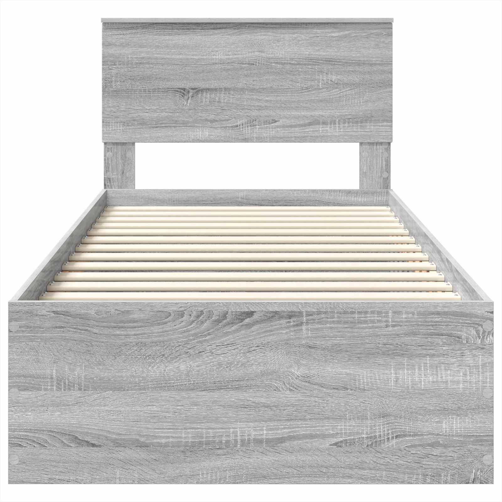 Bedframe met hoofdeinde Grijs Sonoma 75 x 190 cm Bewerkt hout is nu te koop bij PeponiXL, paradijselijk wonen!