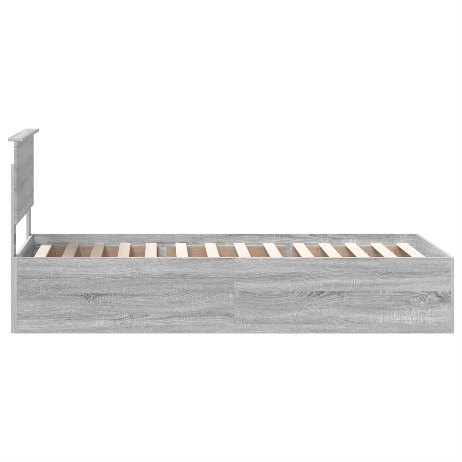 Bedframe met hoofdeinde Grijs Sonoma 75 x 190 cm Bewerkt hout is nu te koop bij PeponiXL, paradijselijk wonen!