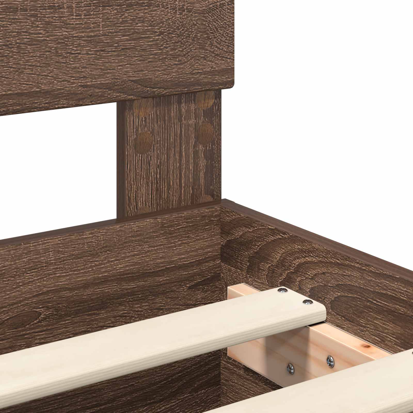 Bedframe met hoofdeinde Bruin Eiken 75 x 190 cm Bewerkt hout is nu te koop bij PeponiXL, paradijselijk wonen!