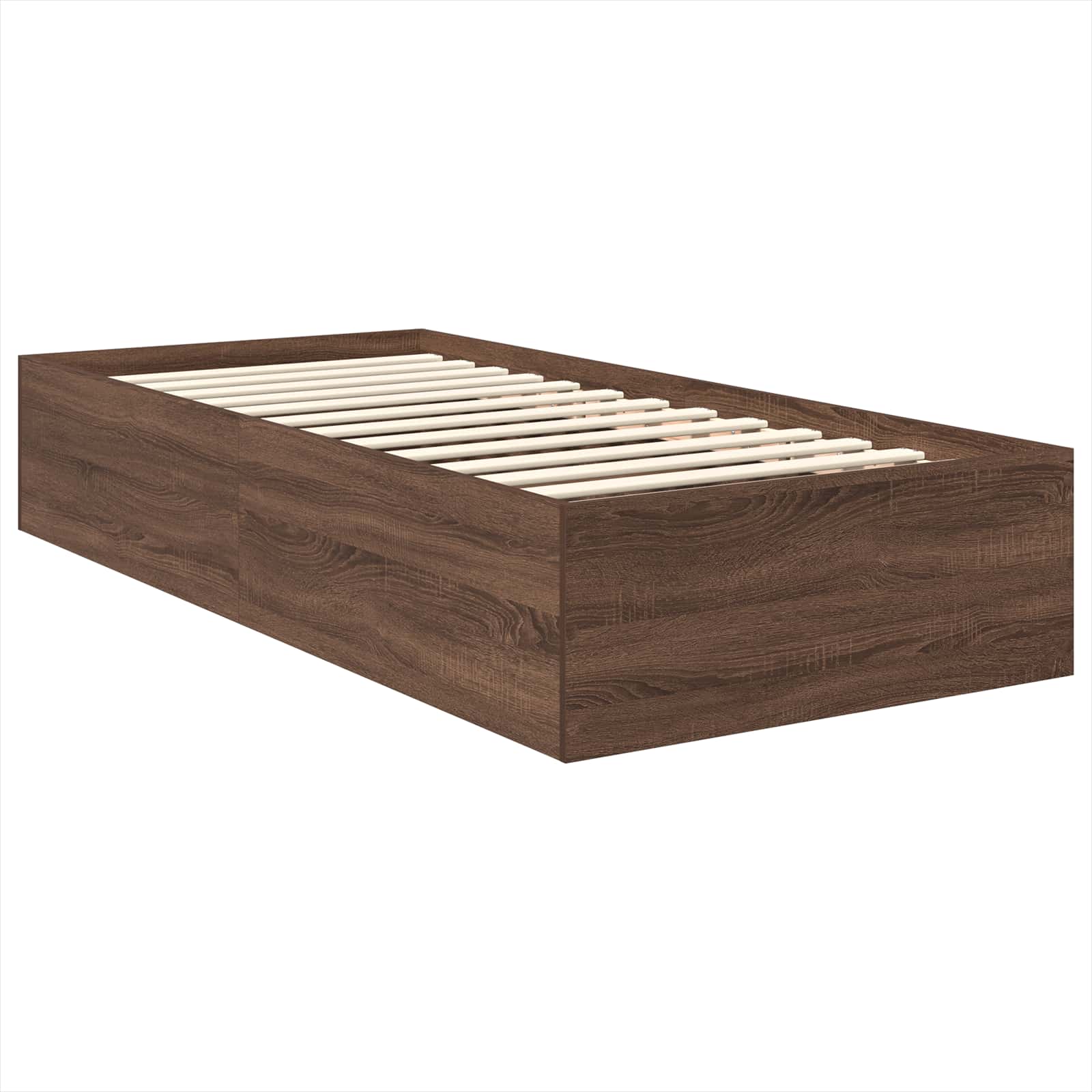 Bedframe met hoofdeinde Bruin Eiken 75 x 190 cm Bewerkt hout is nu te koop bij PeponiXL, paradijselijk wonen!
