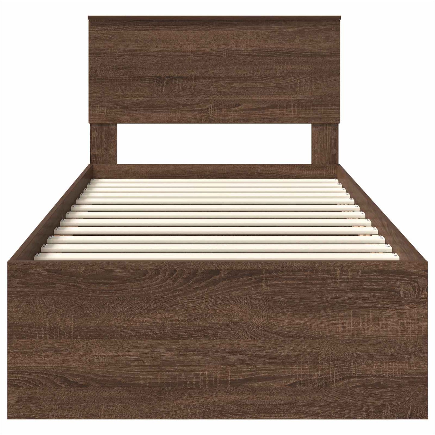 Bedframe met hoofdeinde Bruin Eiken 75 x 190 cm Bewerkt hout is nu te koop bij PeponiXL, paradijselijk wonen!