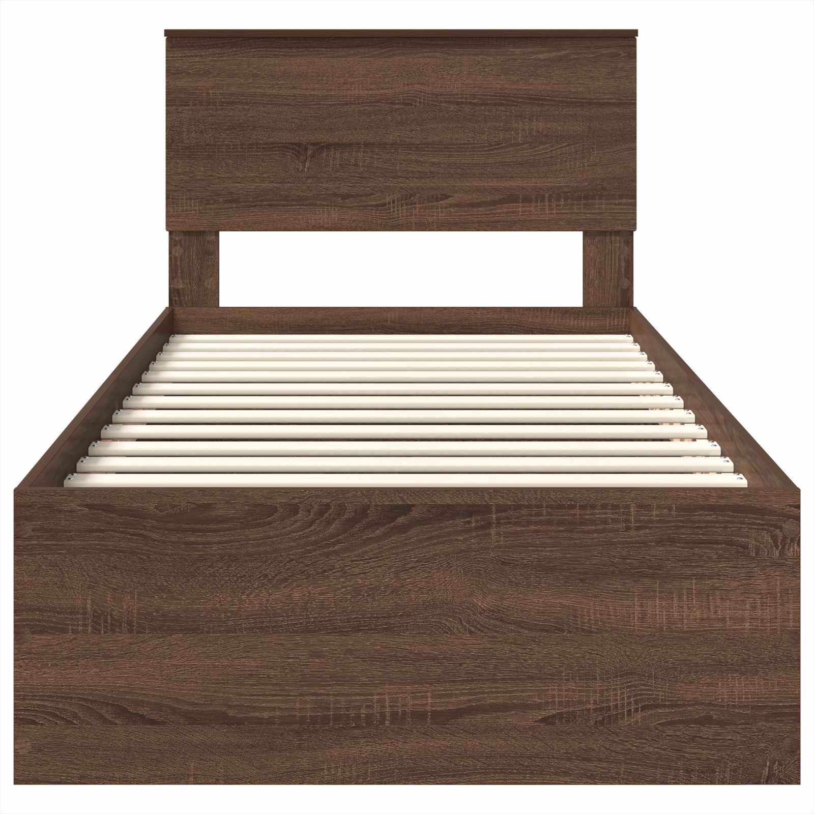 Bedframe met hoofdeinde Bruin Eiken 75 x 190 cm Bewerkt hout is nu te koop bij PeponiXL, paradijselijk wonen!