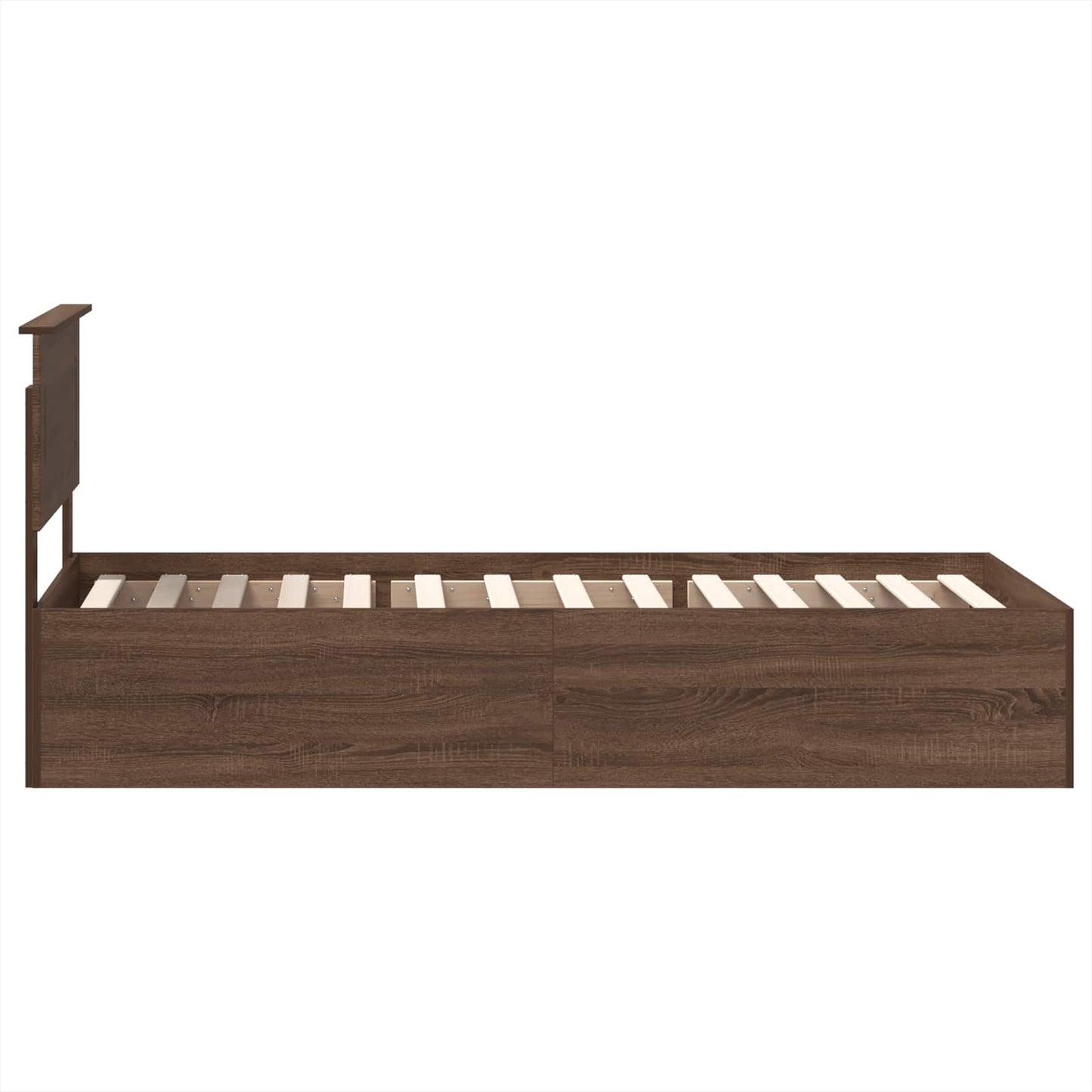 Bedframe met hoofdeinde Bruin Eiken 75 x 190 cm Bewerkt hout is nu te koop bij PeponiXL, paradijselijk wonen!