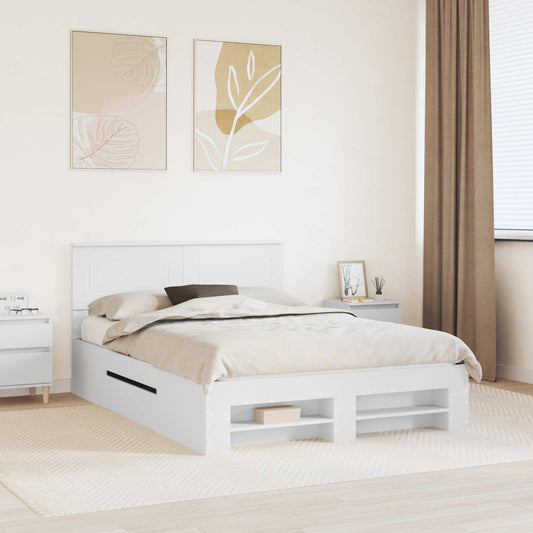 Bedframe met hoofdeinde Wit 140 x 200 cm Bewerkt hout is nu te koop bij PeponiXL, paradijselijk wonen!