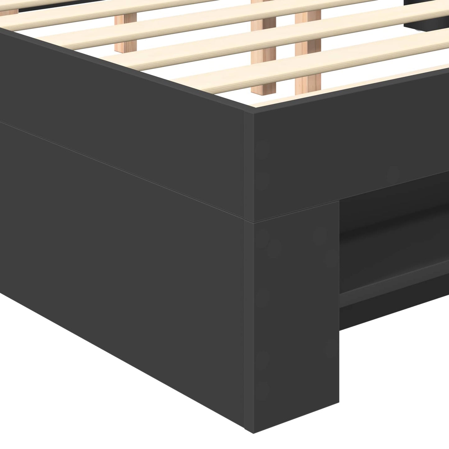 Bedframe met hoofdeinde Zwart 120 x 200 cm Bewerkt hout is nu te koop bij PeponiXL, paradijselijk wonen!