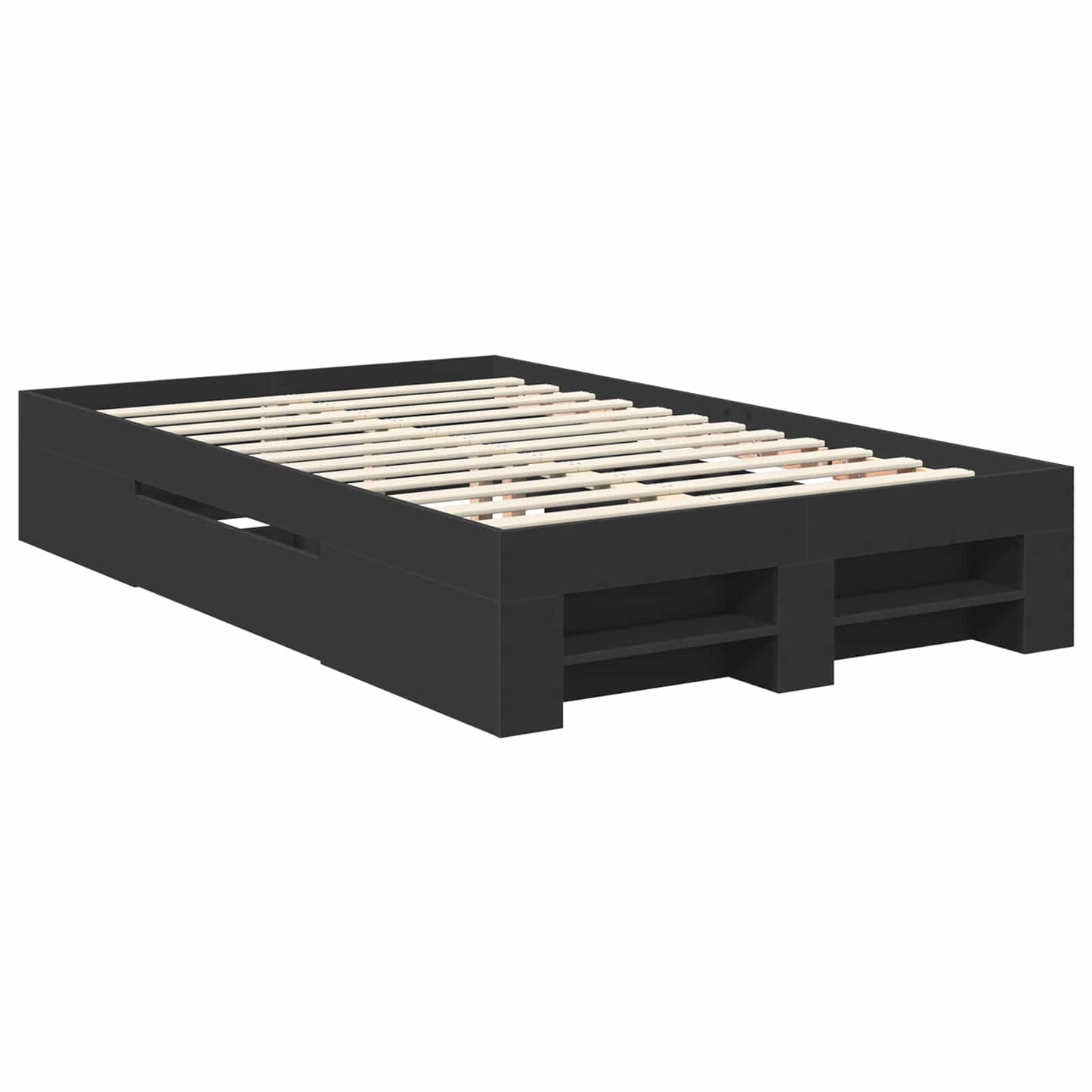 Bedframe met hoofdeinde Zwart 120 x 200 cm Bewerkt hout is nu te koop bij PeponiXL, paradijselijk wonen!