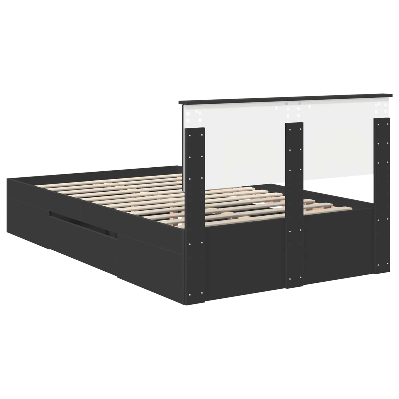 Bedframe met hoofdeinde Zwart 120 x 200 cm Bewerkt hout is nu te koop bij PeponiXL, paradijselijk wonen!