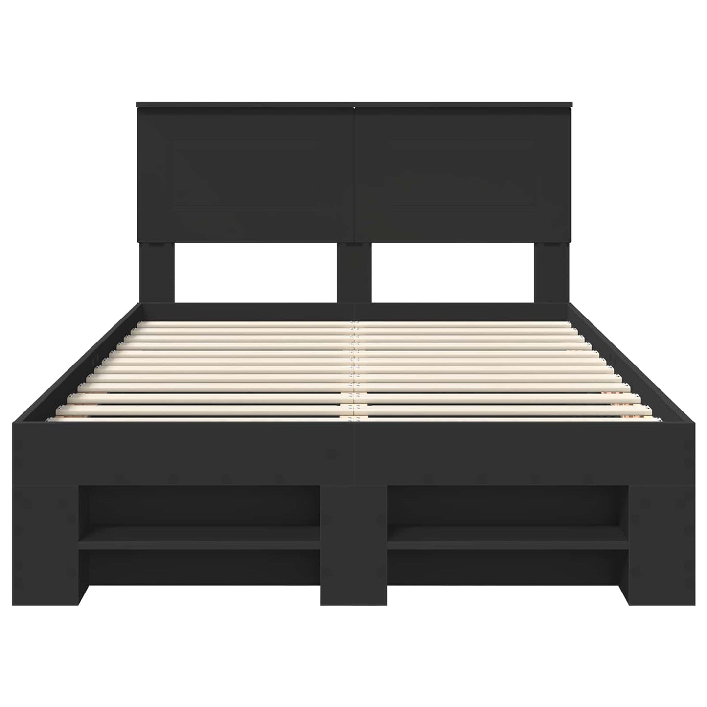 Bedframe met hoofdeinde Zwart 120 x 200 cm Bewerkt hout is nu te koop bij PeponiXL, paradijselijk wonen!
