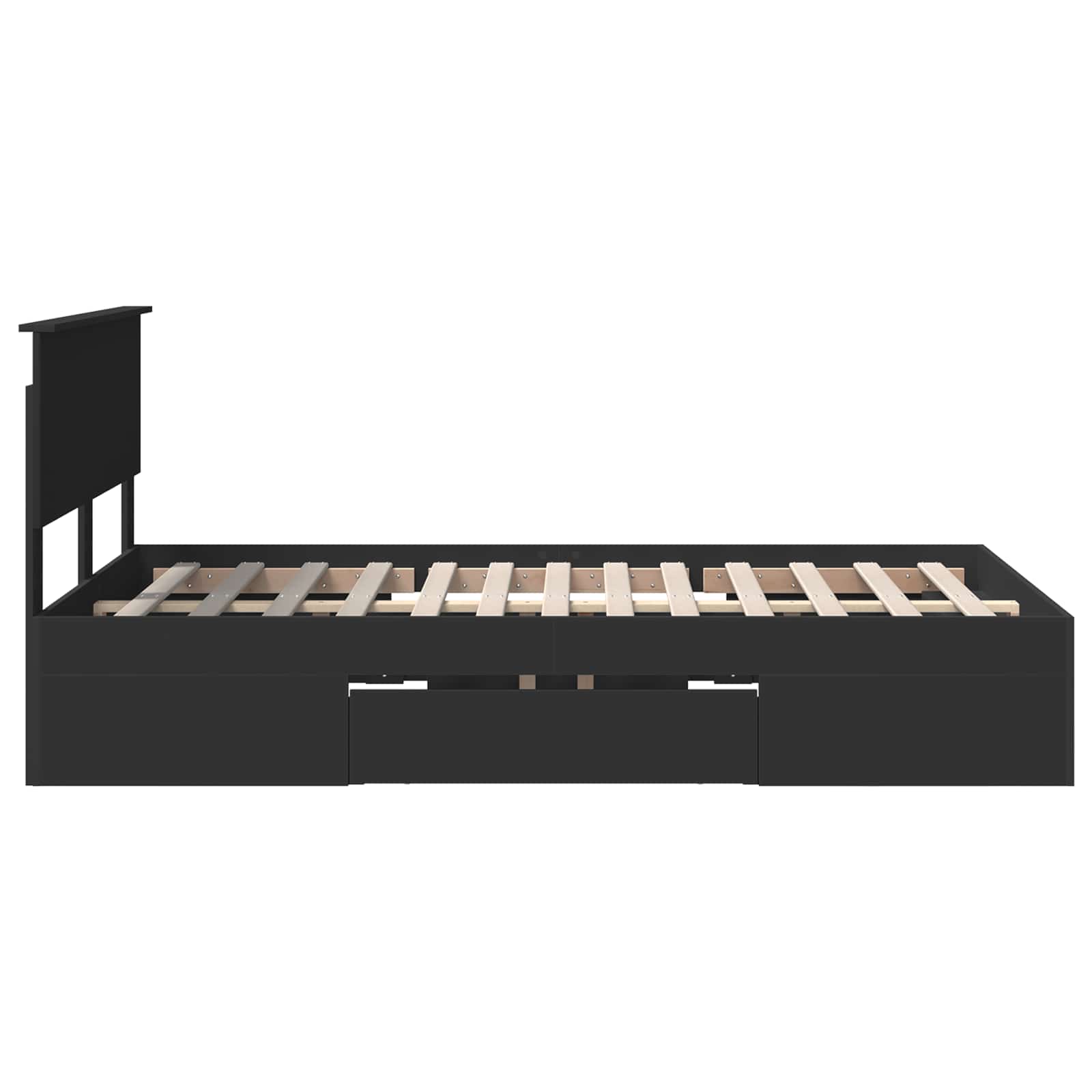 Bedframe met hoofdeinde Zwart 120 x 200 cm Bewerkt hout is nu te koop bij PeponiXL, paradijselijk wonen!
