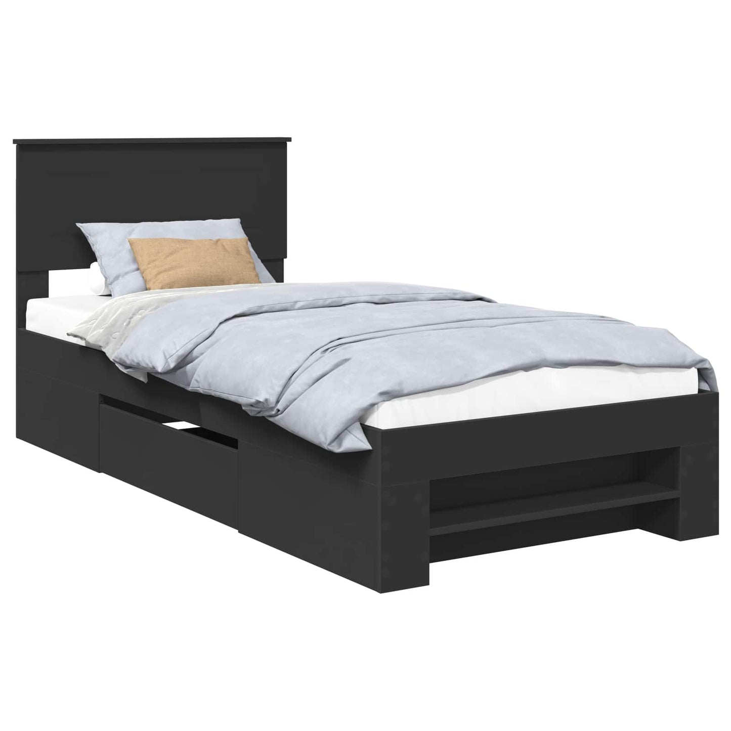 Bedframe met hoofdeinde Zwart 100 x 200 m Bewerkt hout