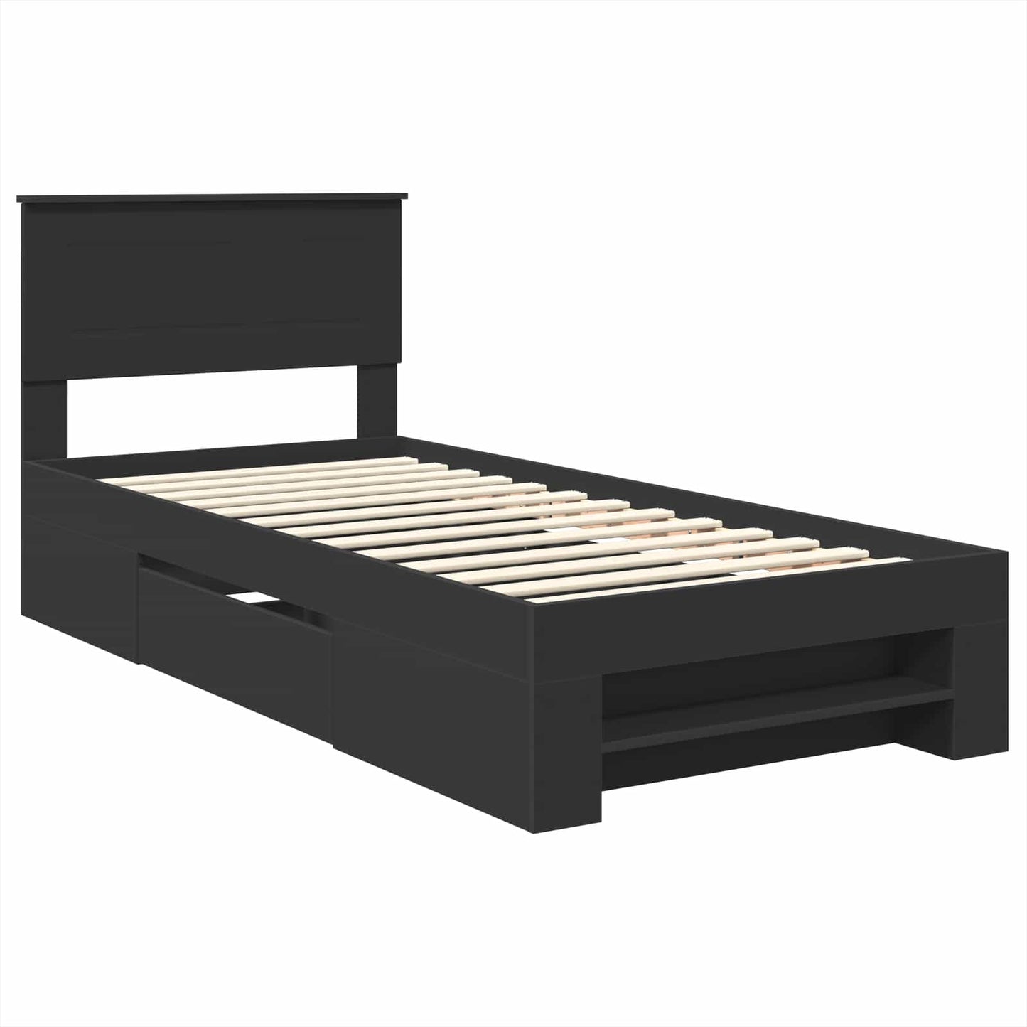 Bedframe met hoofdeinde Zwart 100 x 200 m Bewerkt hout