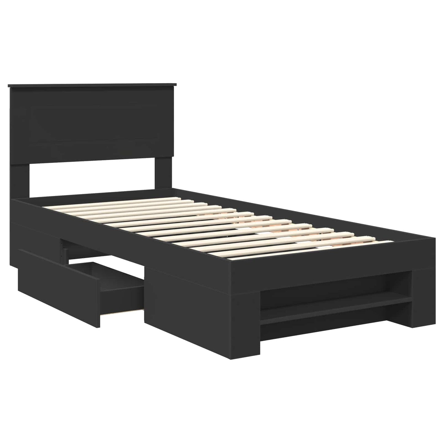 Bedframe met hoofdeinde Zwart 100 x 200 m Bewerkt hout