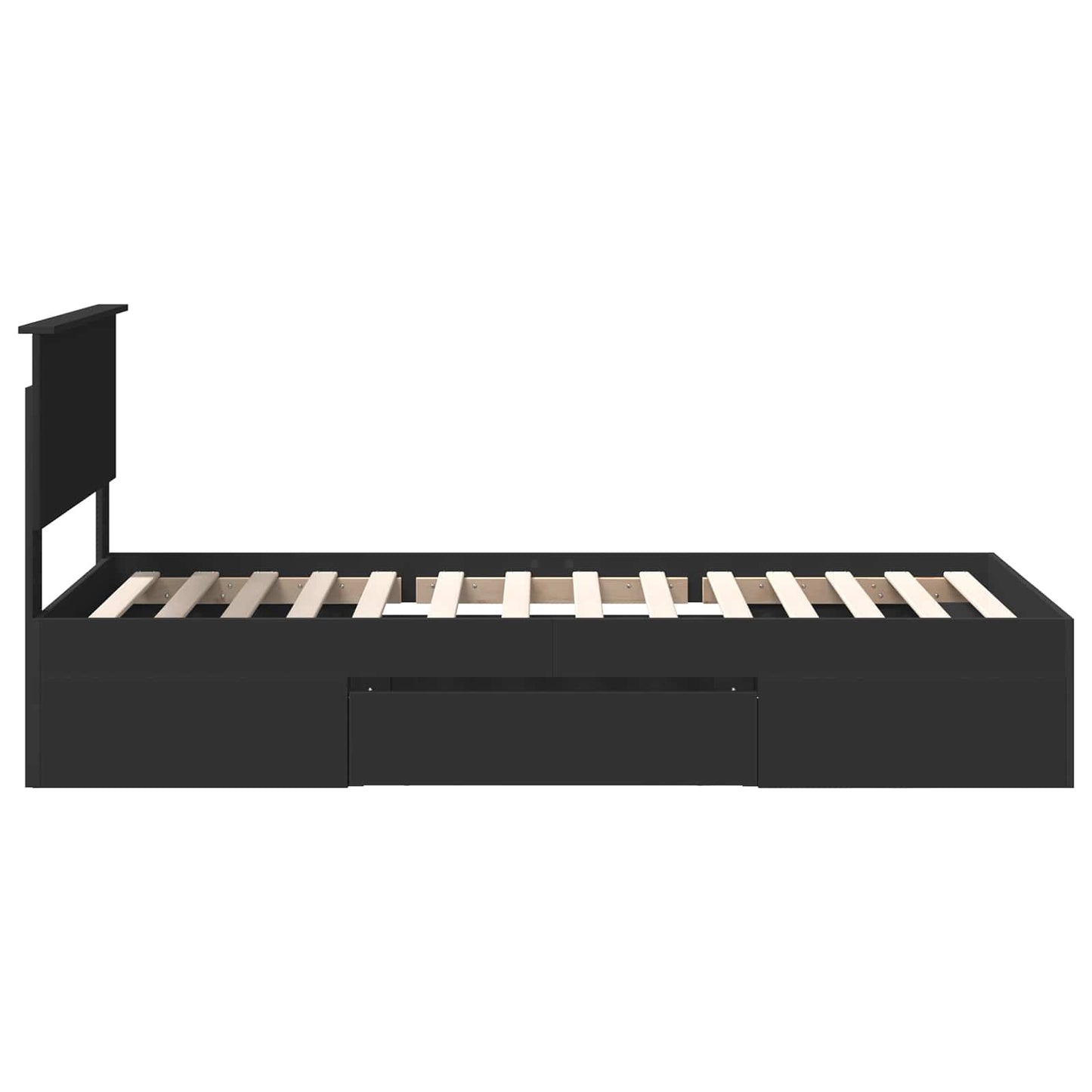 Bedframe met hoofdeinde Zwart 100 x 200 m Bewerkt hout