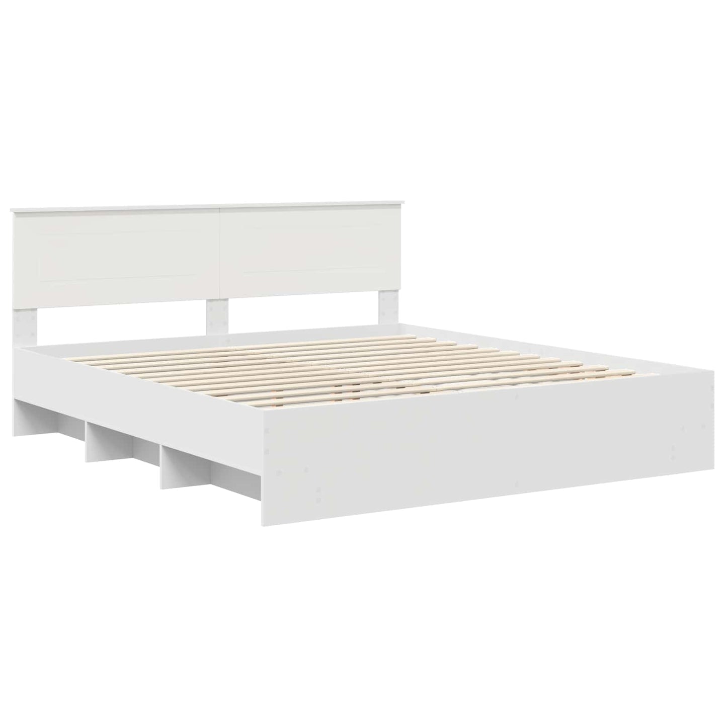 Bedframe met hoofdeinde Wit 200 x 200 cm Bewerkt hout is nu te koop bij PeponiXL, paradijselijk wonen!