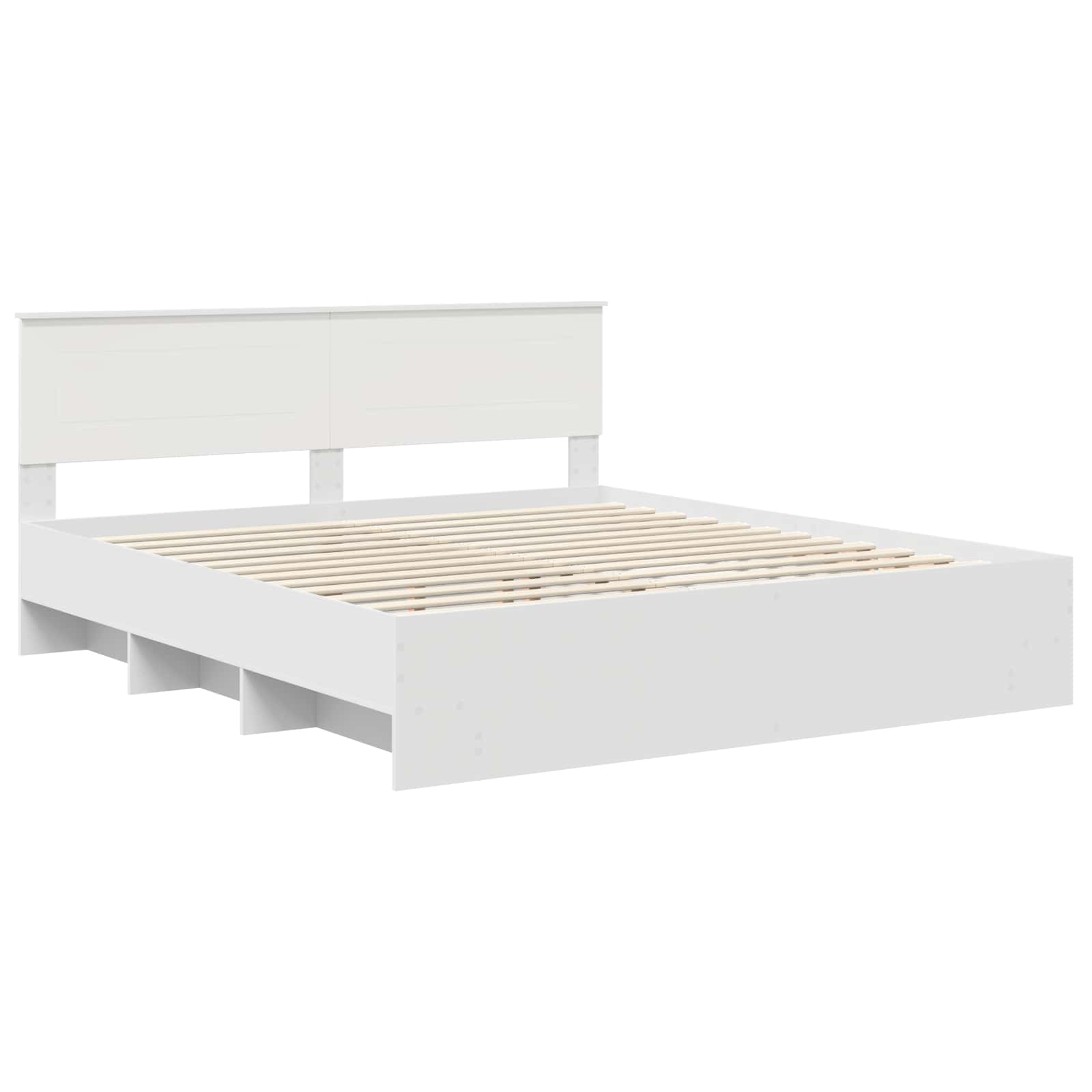 Bedframe met hoofdeinde Wit 200 x 200 cm Bewerkt hout is nu te koop bij PeponiXL, paradijselijk wonen!
