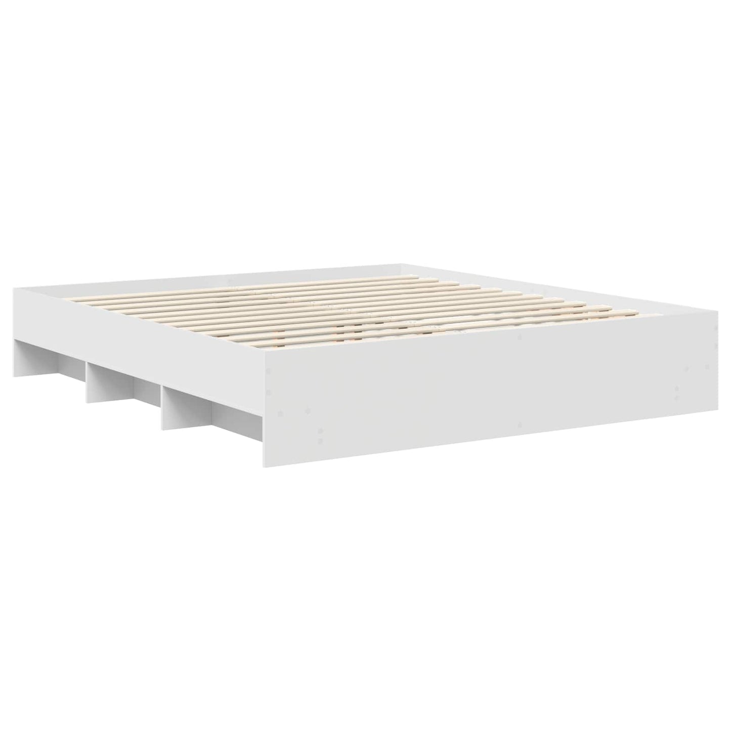 Bedframe met hoofdeinde Wit 200 x 200 cm Bewerkt hout is nu te koop bij PeponiXL, paradijselijk wonen!