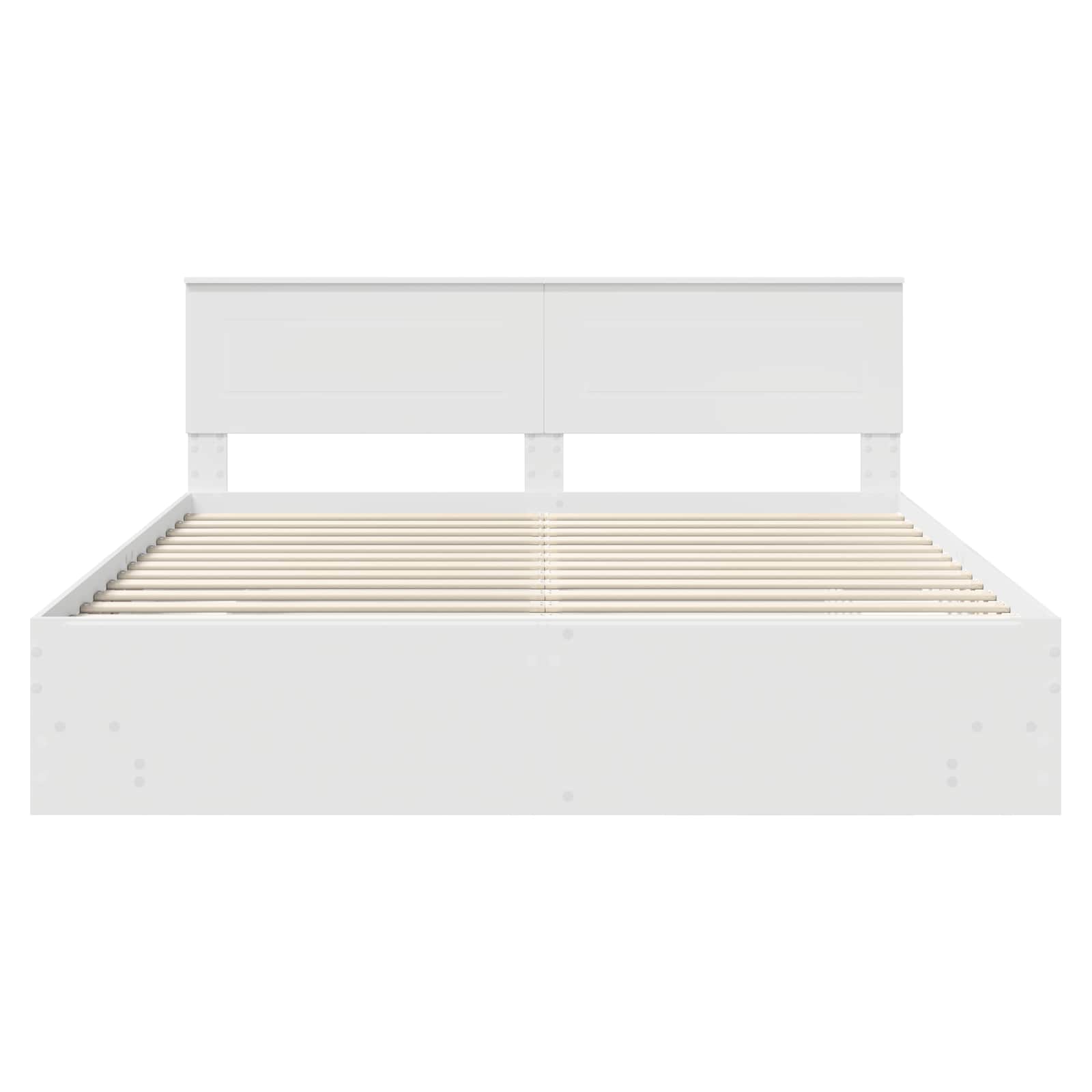 Bedframe met hoofdeinde Wit 200 x 200 cm Bewerkt hout is nu te koop bij PeponiXL, paradijselijk wonen!