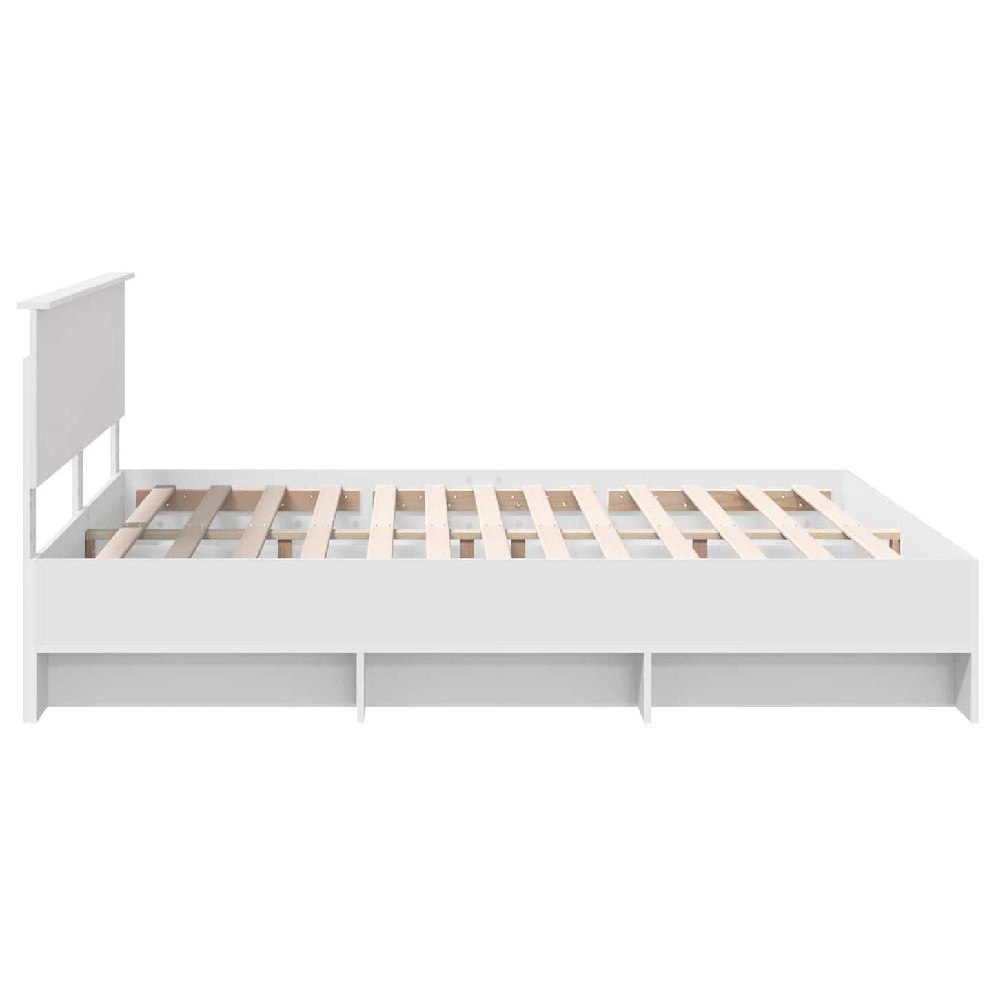 Bedframe met hoofdeinde Wit 200 x 200 cm Bewerkt hout is nu te koop bij PeponiXL, paradijselijk wonen!
