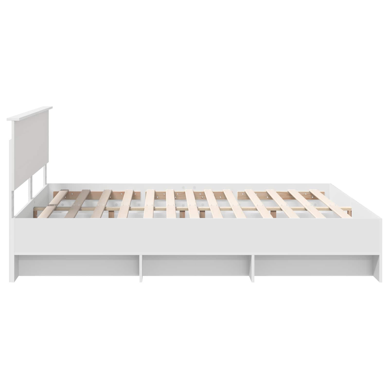 Bedframe met hoofdeinde Wit 200 x 200 cm Bewerkt hout is nu te koop bij PeponiXL, paradijselijk wonen!