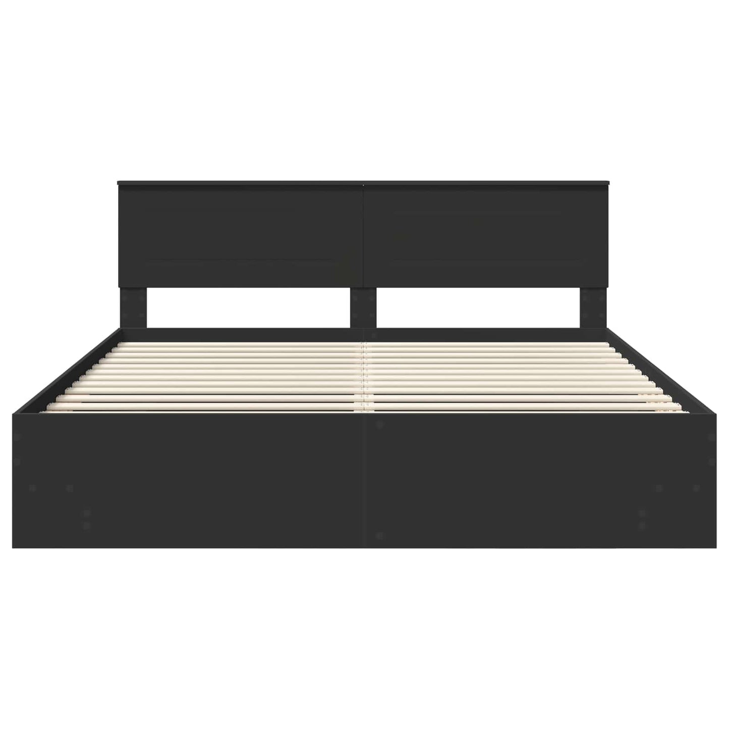 Bedframe met hoofdeinde Zwart 200 x 200 cm Bewerkt hout is nu te koop bij PeponiXL, paradijselijk wonen!