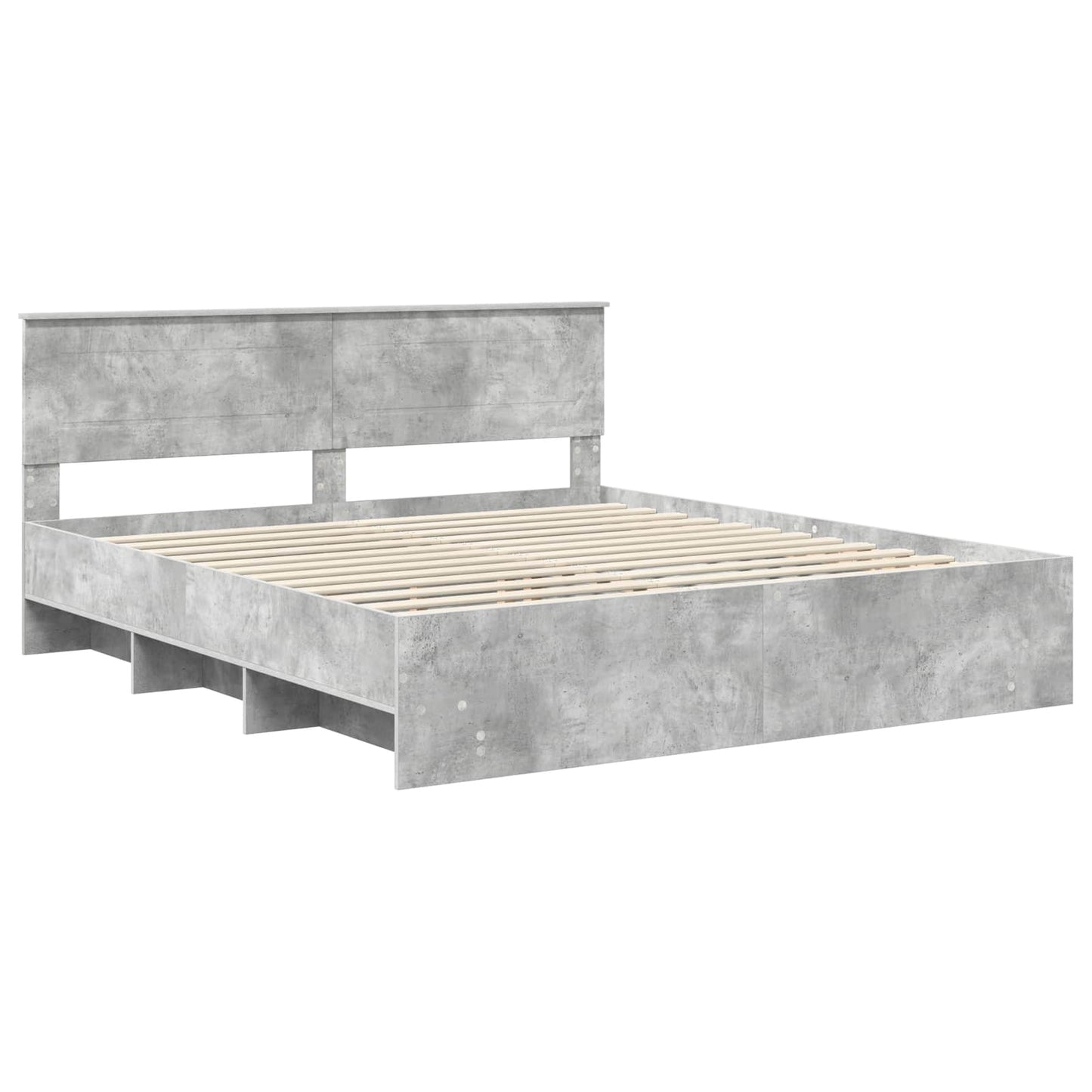 Bedframe met hoofdeinde Beton Grijs 200 x 200 cm Bewerkt hout is nu te koop bij PeponiXL, paradijselijk wonen!