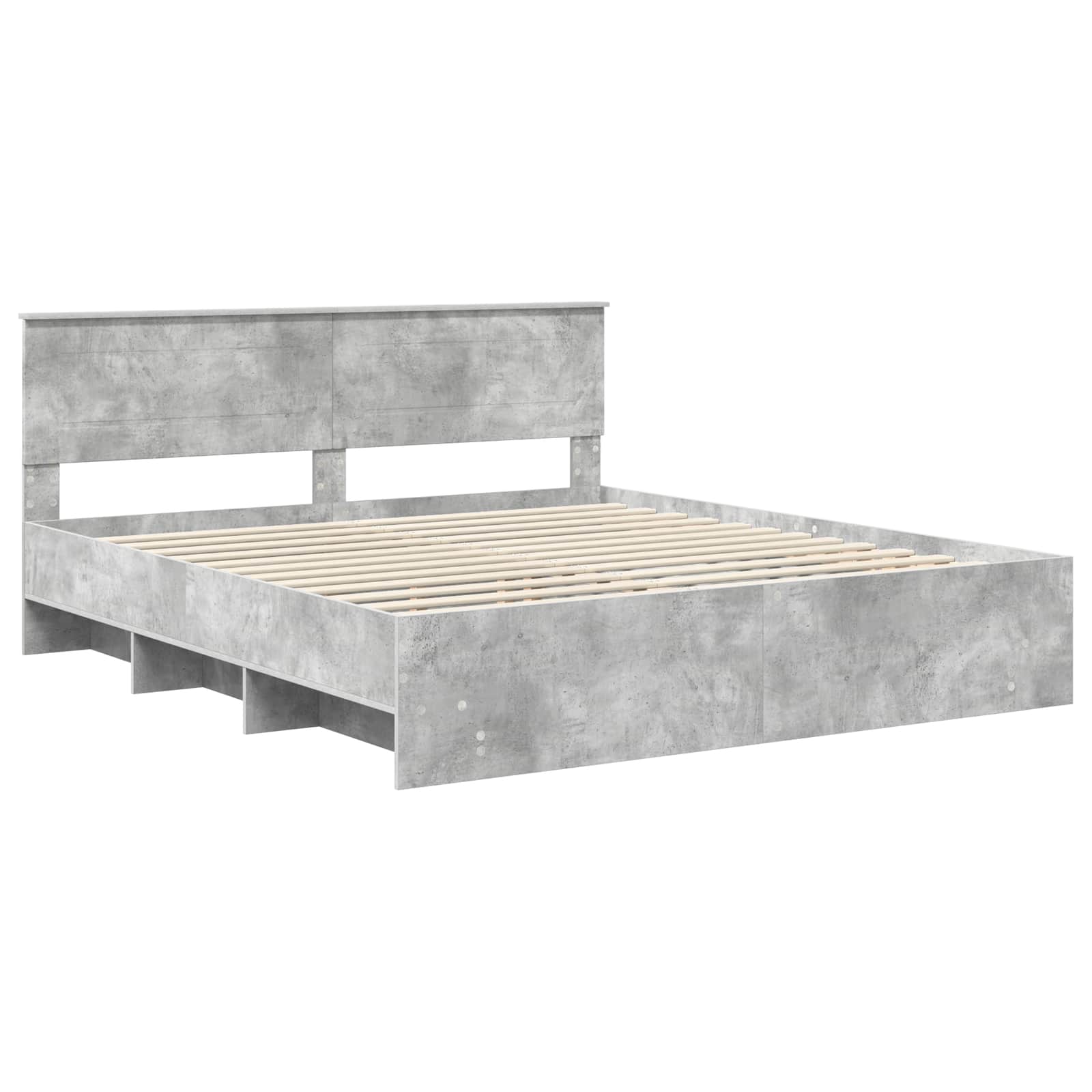 Bedframe met hoofdeinde Beton Grijs 200 x 200 cm Bewerkt hout is nu te koop bij PeponiXL, paradijselijk wonen!