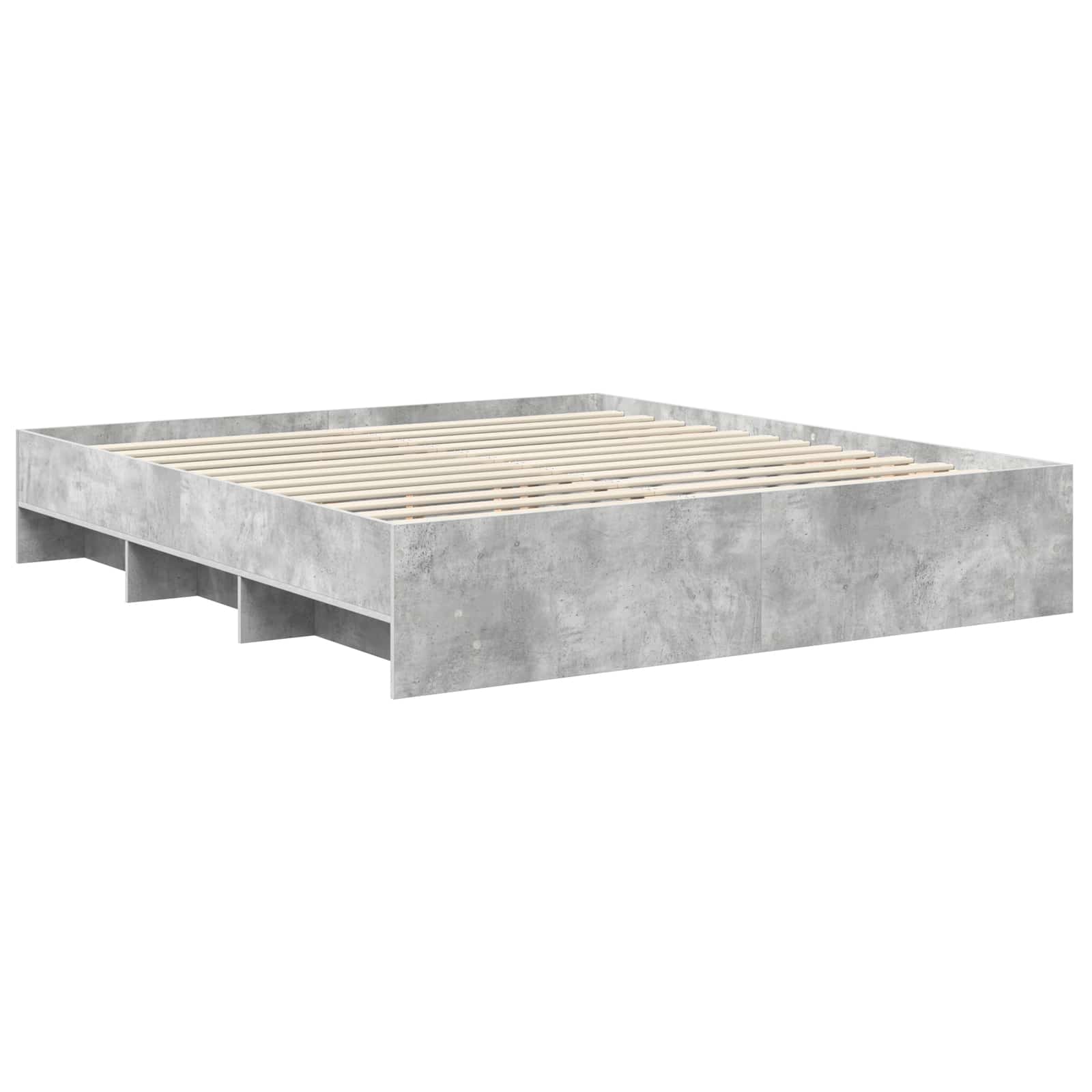 Bedframe met hoofdeinde Beton Grijs 200 x 200 cm Bewerkt hout is nu te koop bij PeponiXL, paradijselijk wonen!