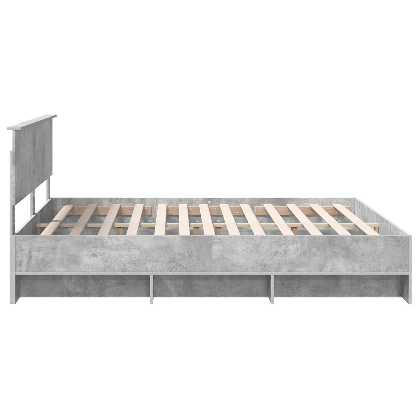 Bedframe met hoofdeinde Beton Grijs 200 x 200 cm Bewerkt hout is nu te koop bij PeponiXL, paradijselijk wonen!