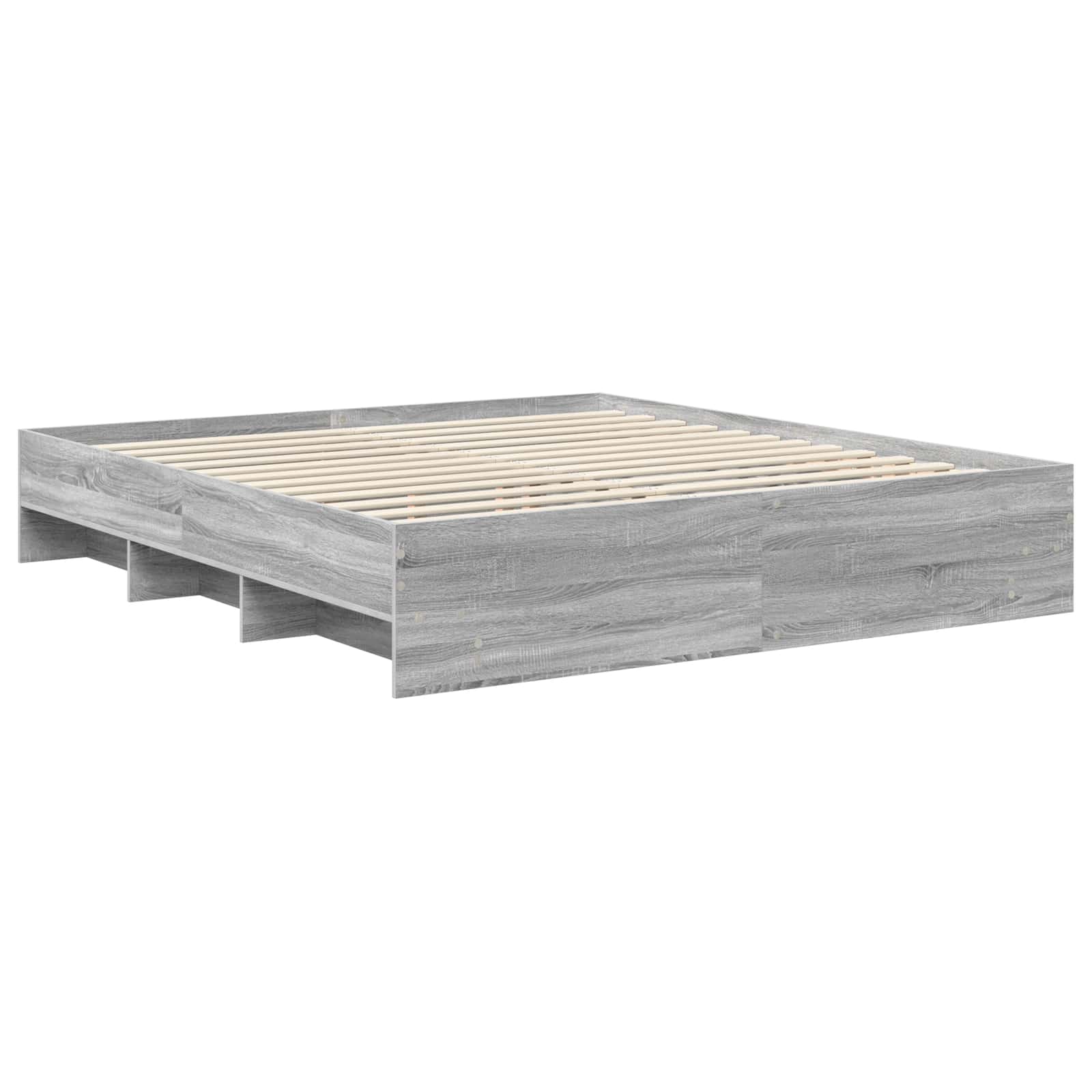 Bedframe met hoofdeinde Grijs Sonoma 200 x 200 cm Bewerkt hout is nu te koop bij PeponiXL, paradijselijk wonen!