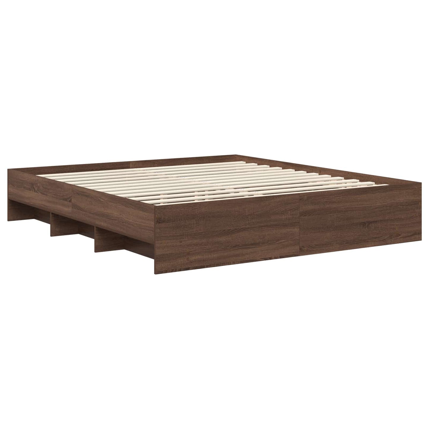 Bedframe met hoofdeinde Bruin Eiken 200 x 200 cm Bewerkt hout is nu te koop bij PeponiXL, paradijselijk wonen!