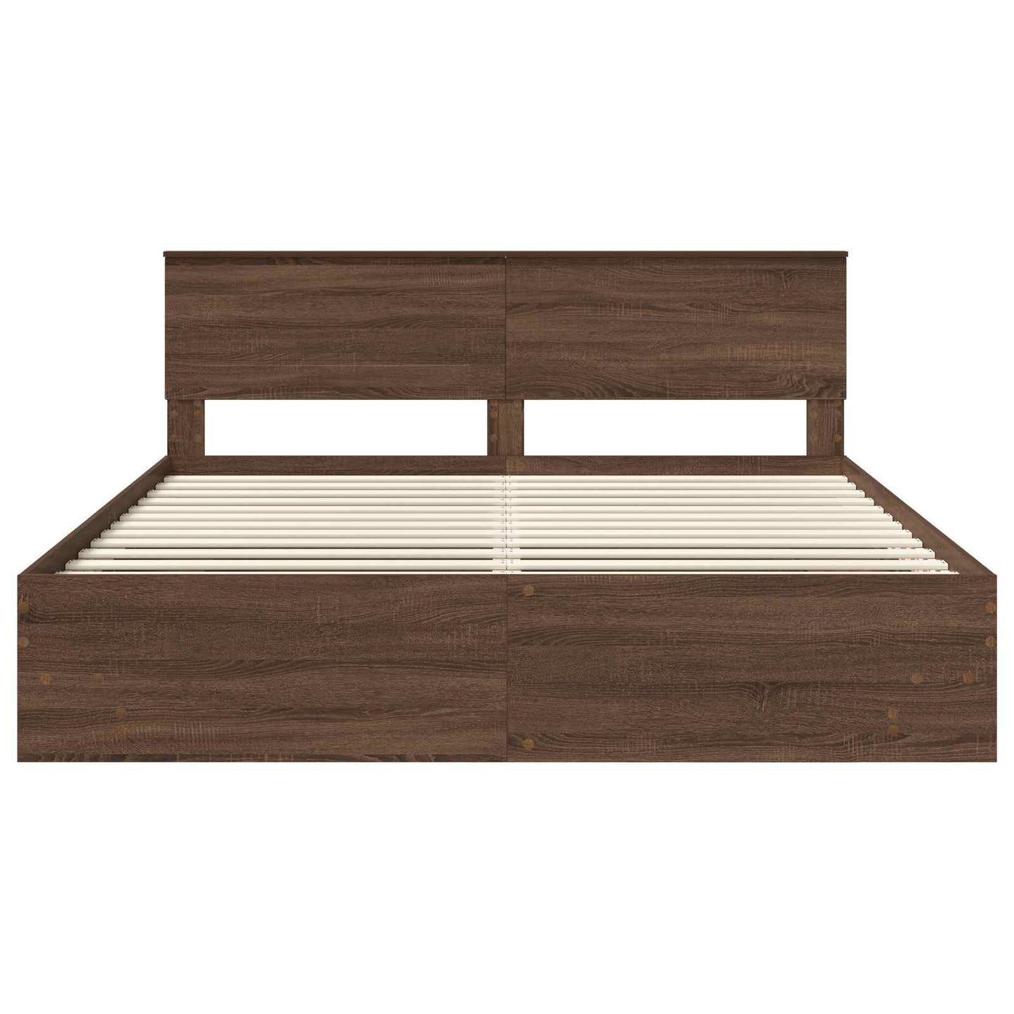 Bedframe met hoofdeinde Bruin Eiken 200 x 200 cm Bewerkt hout is nu te koop bij PeponiXL, paradijselijk wonen!