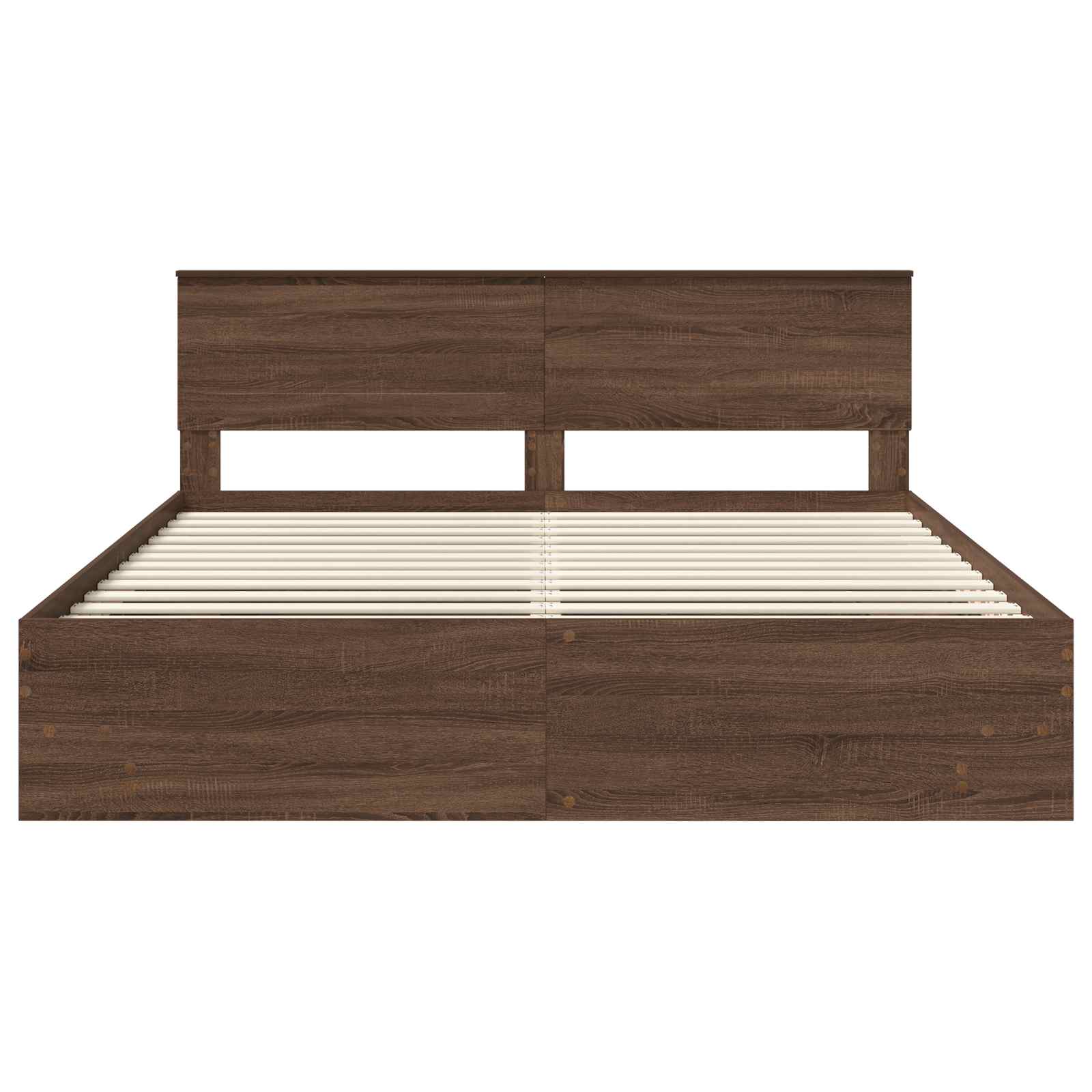 Bedframe met hoofdeinde Bruin Eiken 200 x 200 cm Bewerkt hout is nu te koop bij PeponiXL, paradijselijk wonen!