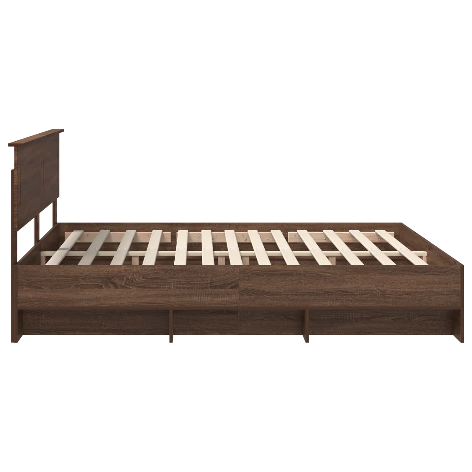 Bedframe met hoofdeinde Bruin Eiken 200 x 200 cm Bewerkt hout is nu te koop bij PeponiXL, paradijselijk wonen!