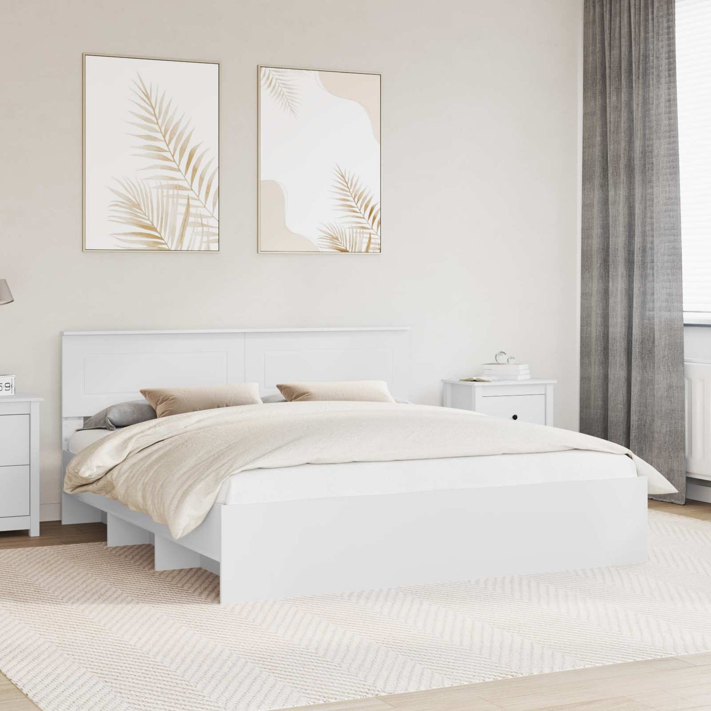 Bedframe met hoofdeinde Wit 180 x 200 cm Bewerkt hout is nu te koop bij PeponiXL, paradijselijk wonen!