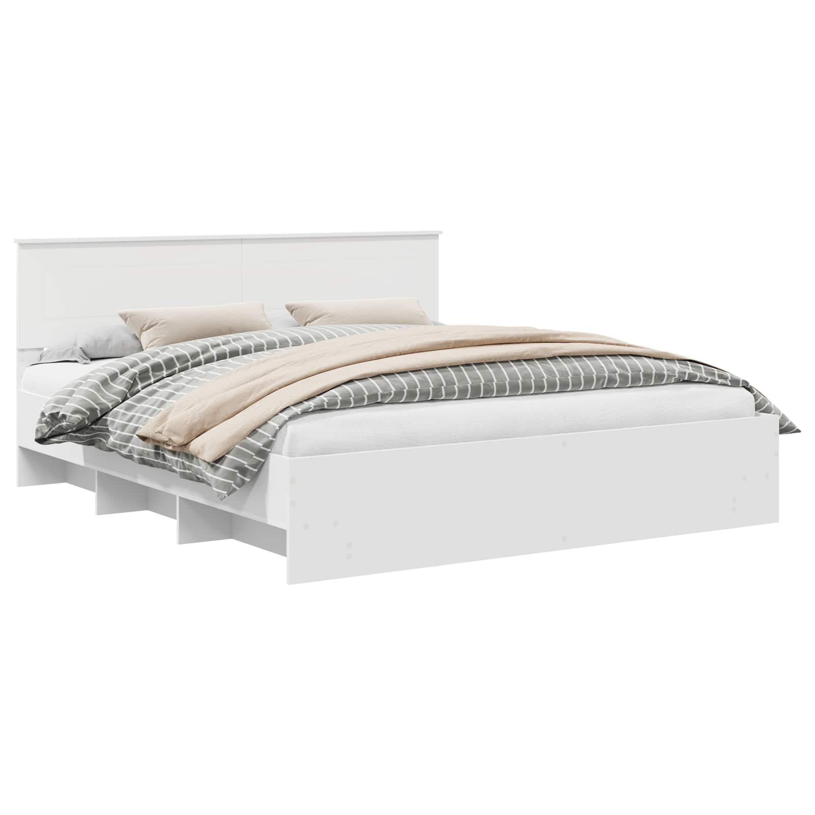 Bedframe met hoofdeinde Wit 180 x 200 cm Bewerkt hout is nu te koop bij PeponiXL, paradijselijk wonen!