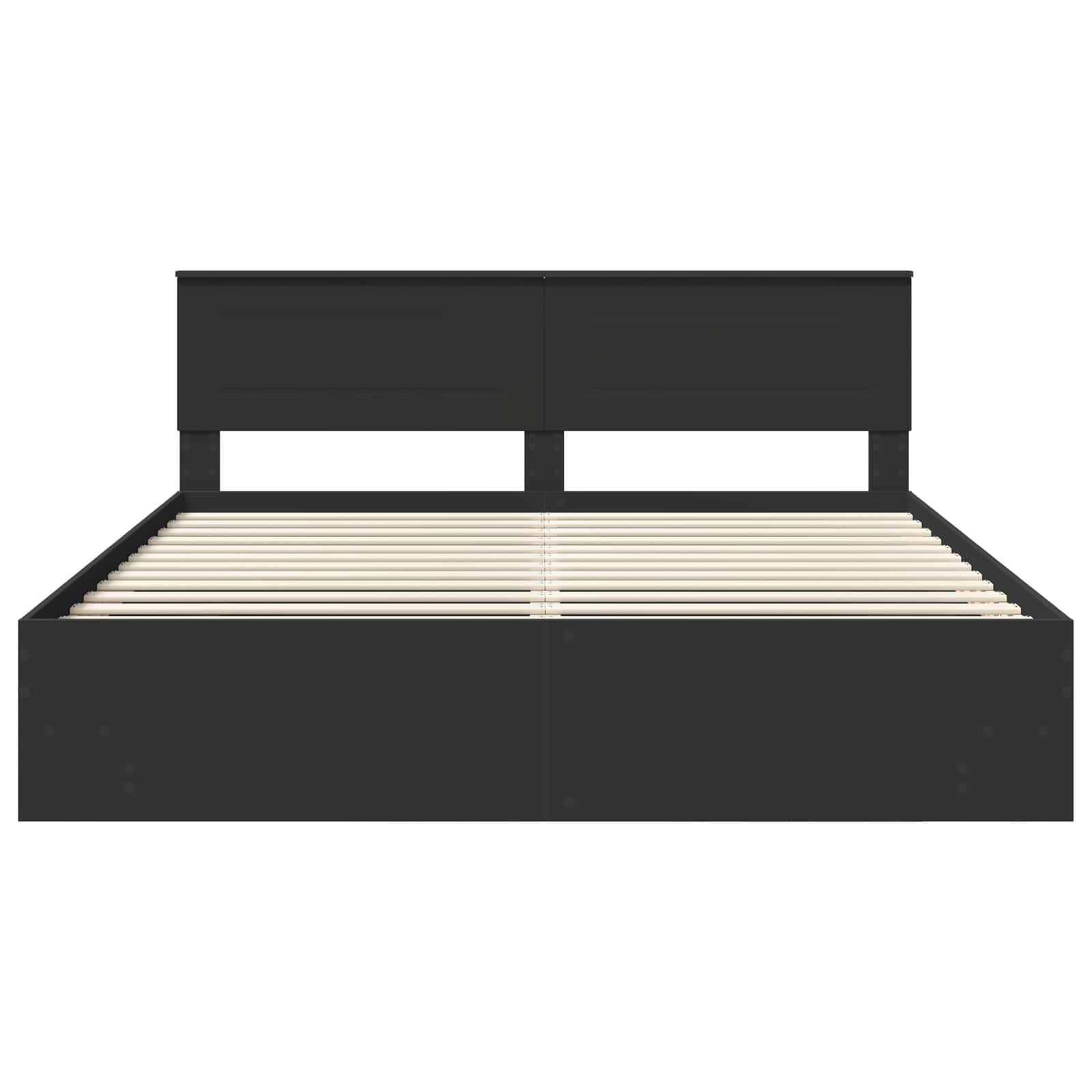 Bedframe met hoofdeinde Zwart 180 x 200 cm Bewerkt hout is nu te koop bij PeponiXL, paradijselijk wonen!