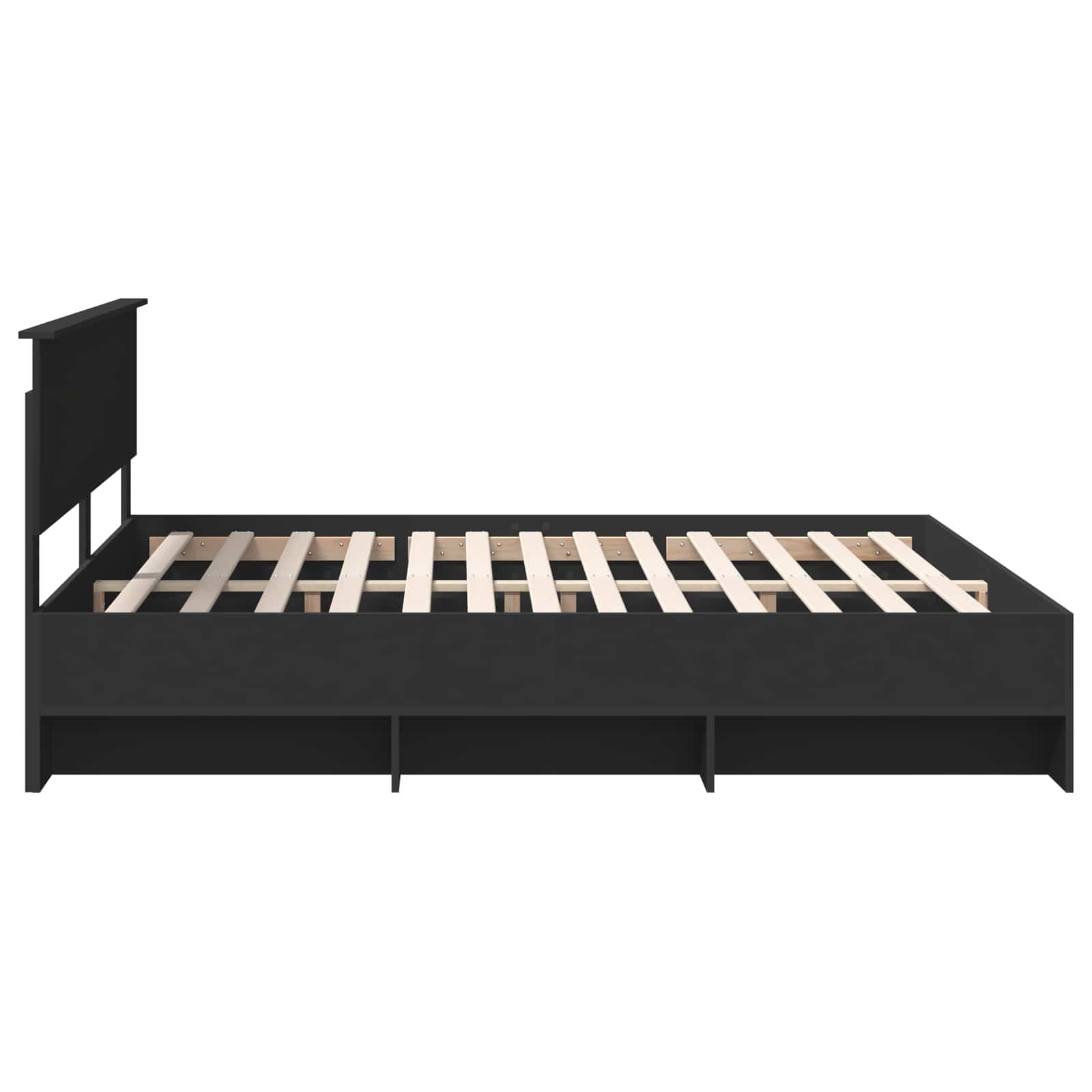 Bedframe met hoofdeinde Zwart 180 x 200 cm Bewerkt hout is nu te koop bij PeponiXL, paradijselijk wonen!
