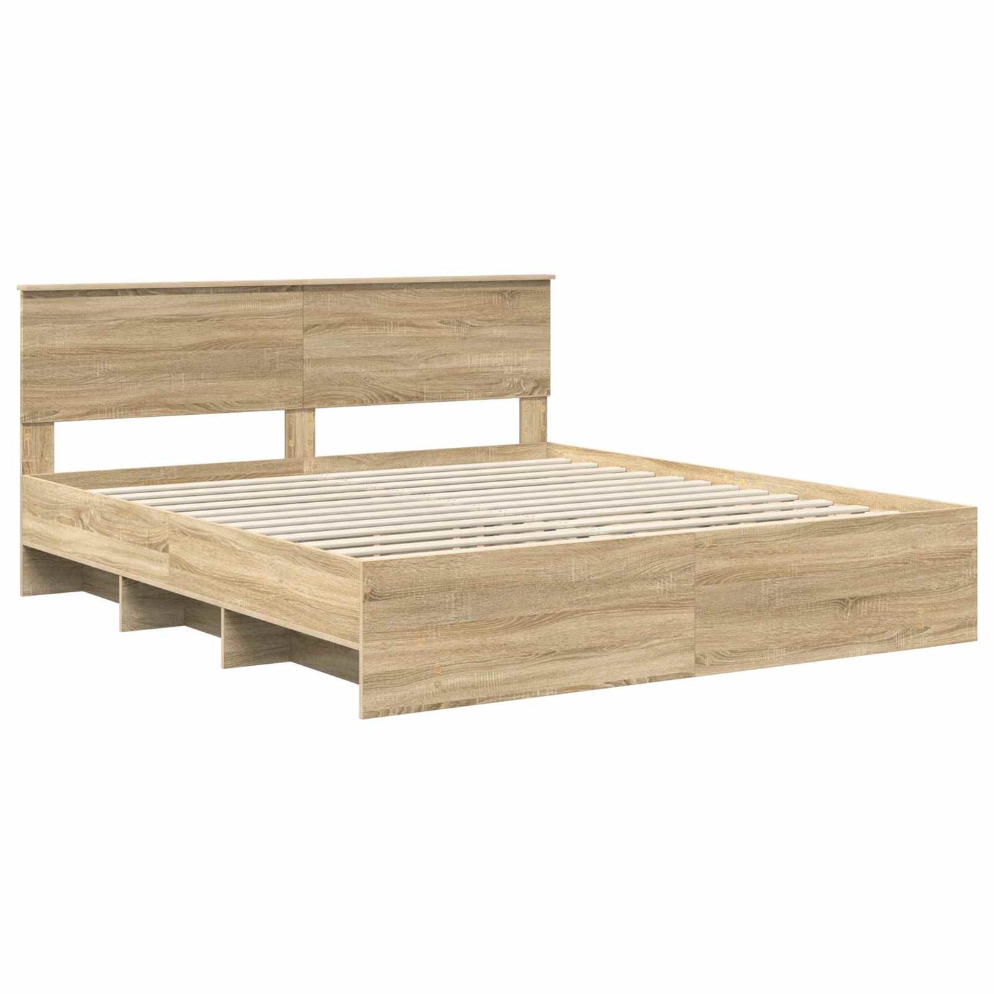 Bedframe met hoofdeinde Sonoma Eiken 180 x 200 cm Bewerkt hout is nu te koop bij PeponiXL, paradijselijk wonen!