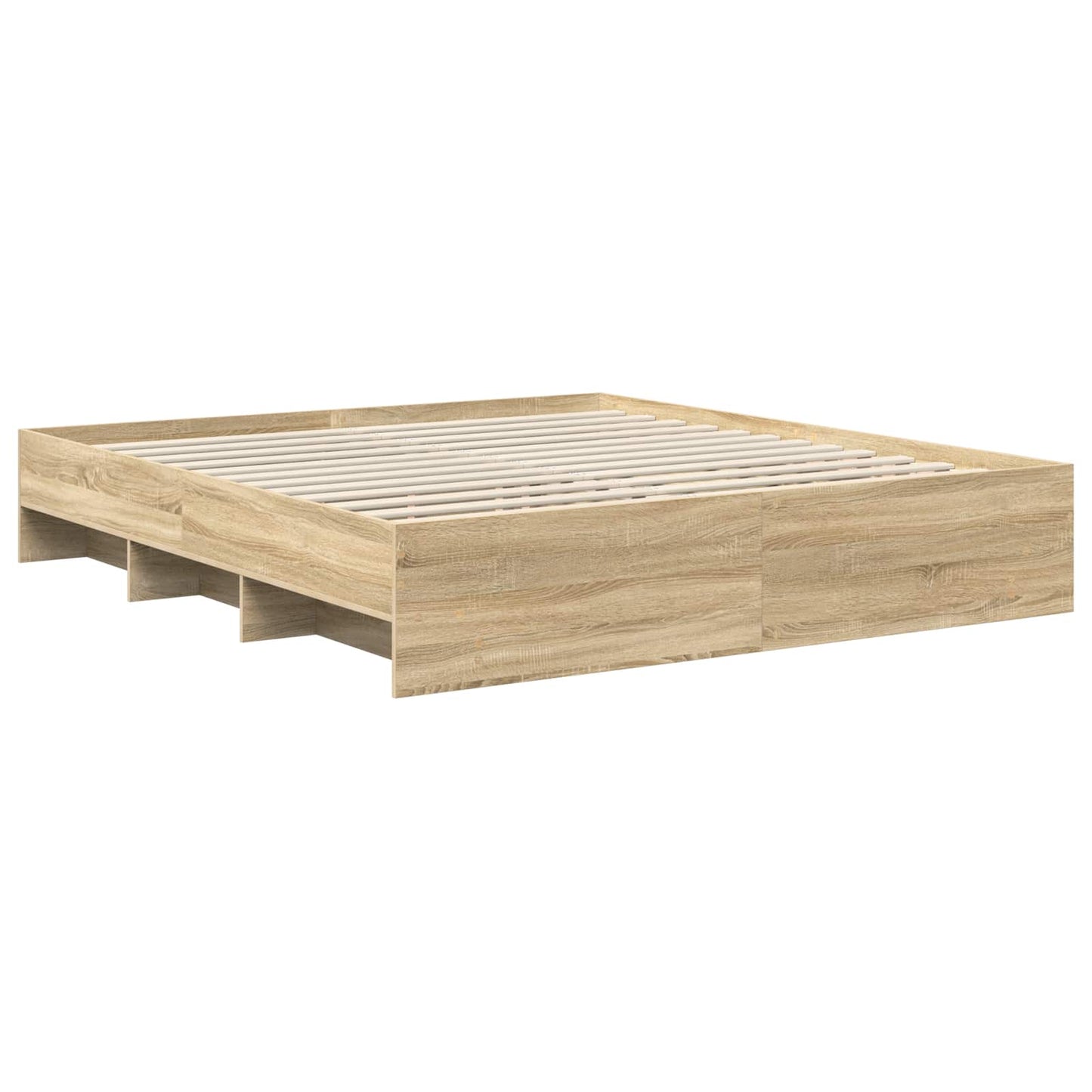 Bedframe met hoofdeinde Sonoma Eiken 180 x 200 cm Bewerkt hout is nu te koop bij PeponiXL, paradijselijk wonen!