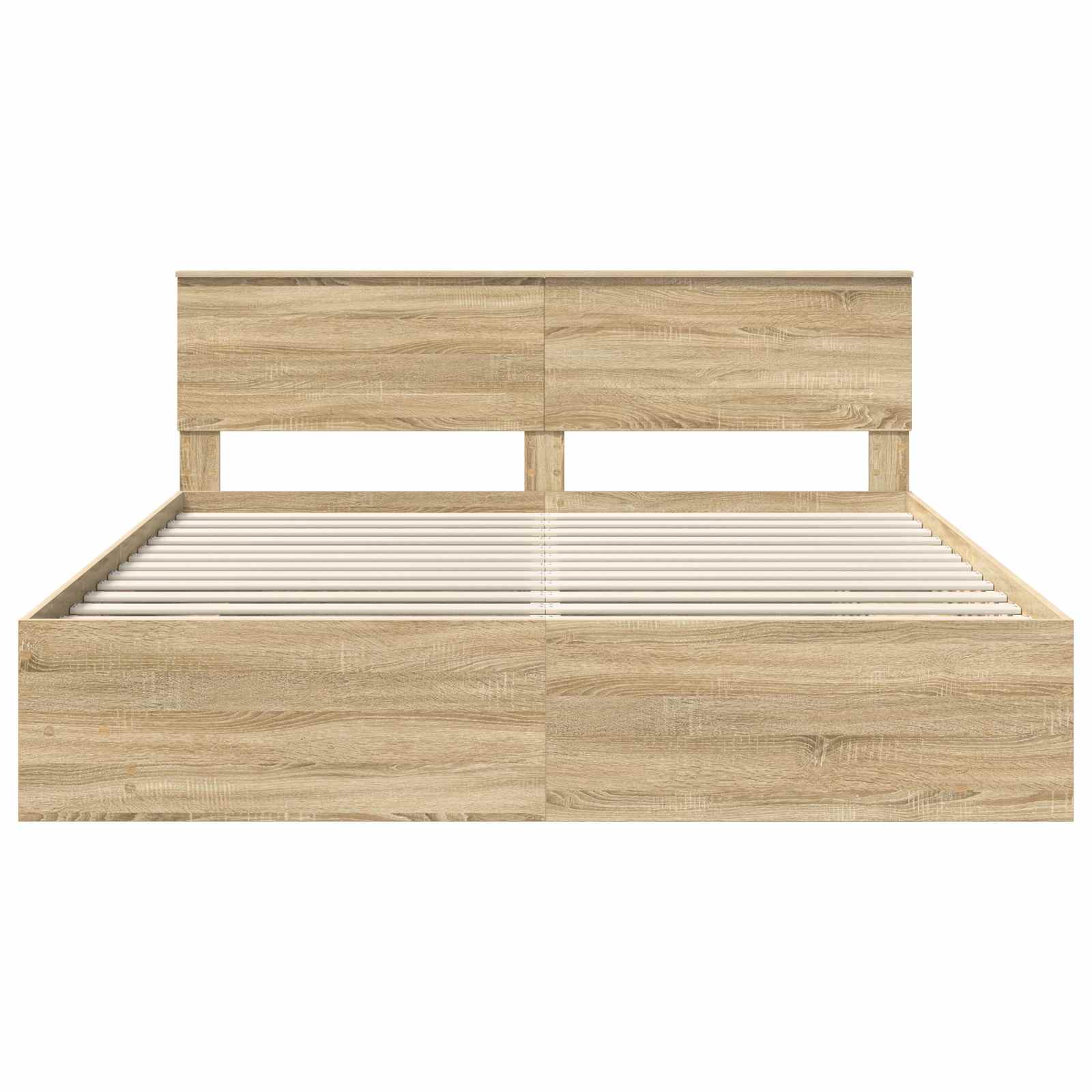 Bedframe met hoofdeinde Sonoma Eiken 180 x 200 cm Bewerkt hout is nu te koop bij PeponiXL, paradijselijk wonen!