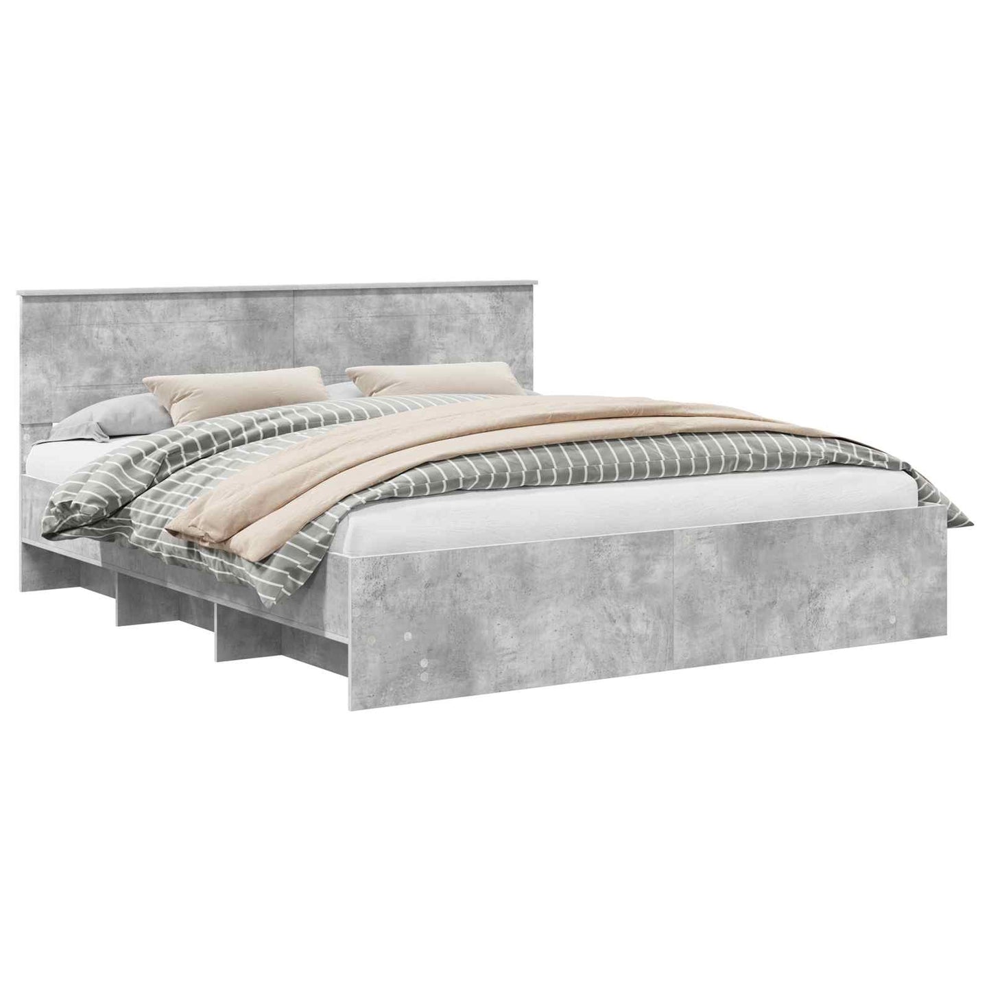 Bedframe met hoofdeinde Beton Grijs 180 x 200 cm Bewerkt hout is nu te koop bij PeponiXL, paradijselijk wonen!