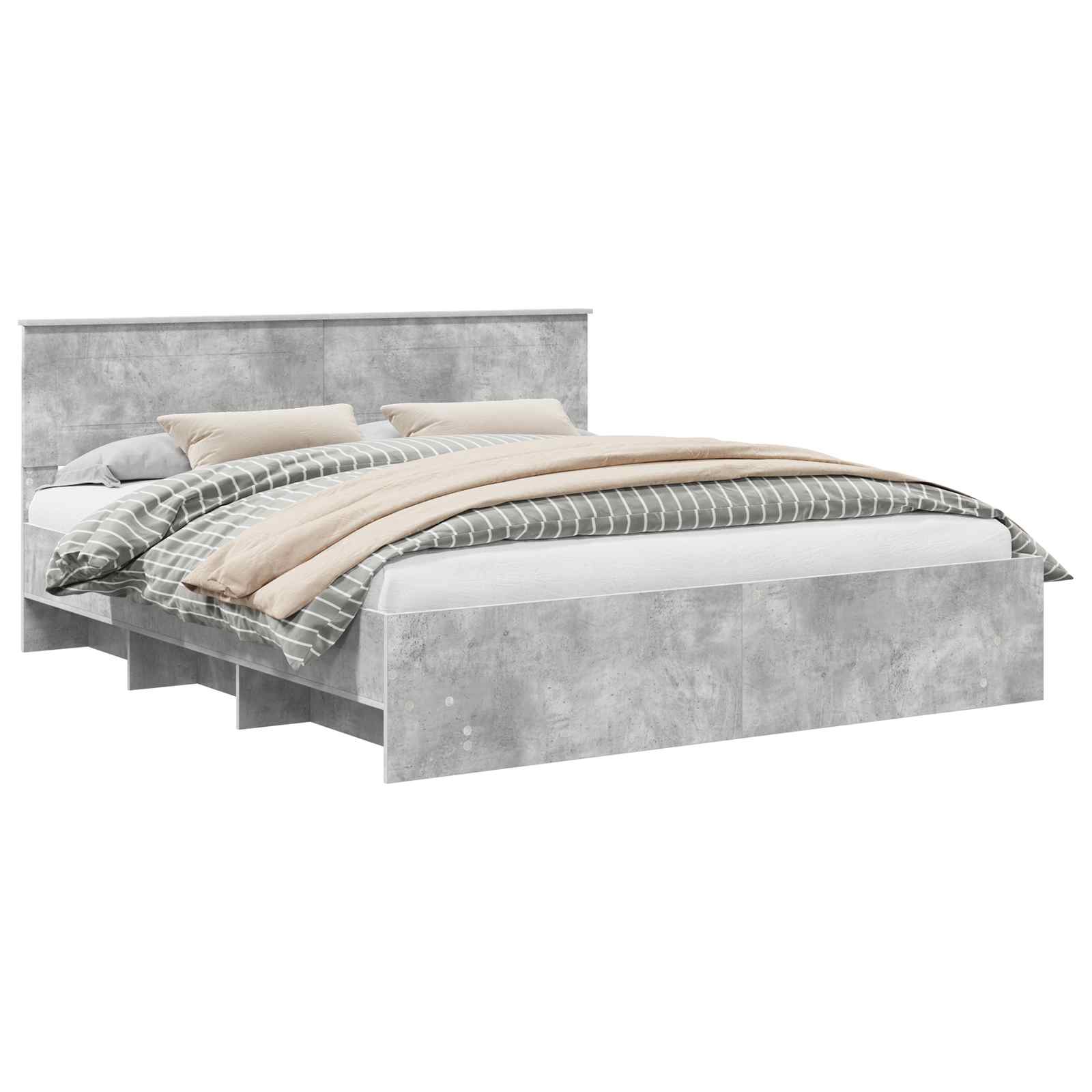 Bedframe met hoofdeinde Beton Grijs 180 x 200 cm Bewerkt hout is nu te koop bij PeponiXL, paradijselijk wonen!