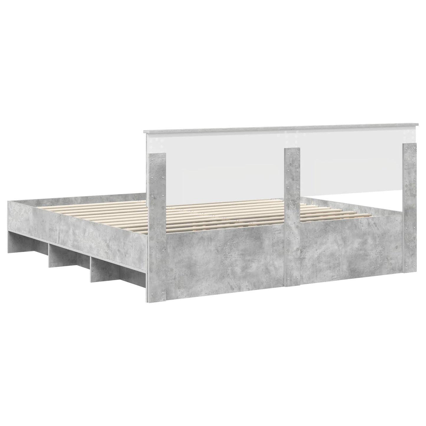 Bedframe met hoofdeinde Beton Grijs 180 x 200 cm Bewerkt hout is nu te koop bij PeponiXL, paradijselijk wonen!