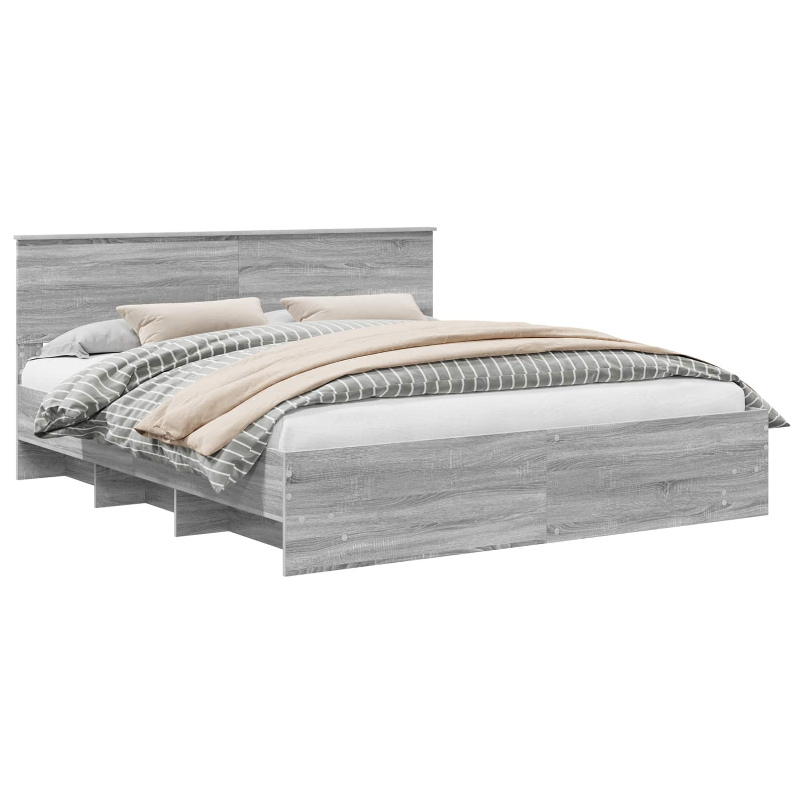 Bedframe met hoofdeinde Grijs Sonoma 180 x 200 cm Bewerkt hout is nu te koop bij PeponiXL, paradijselijk wonen!