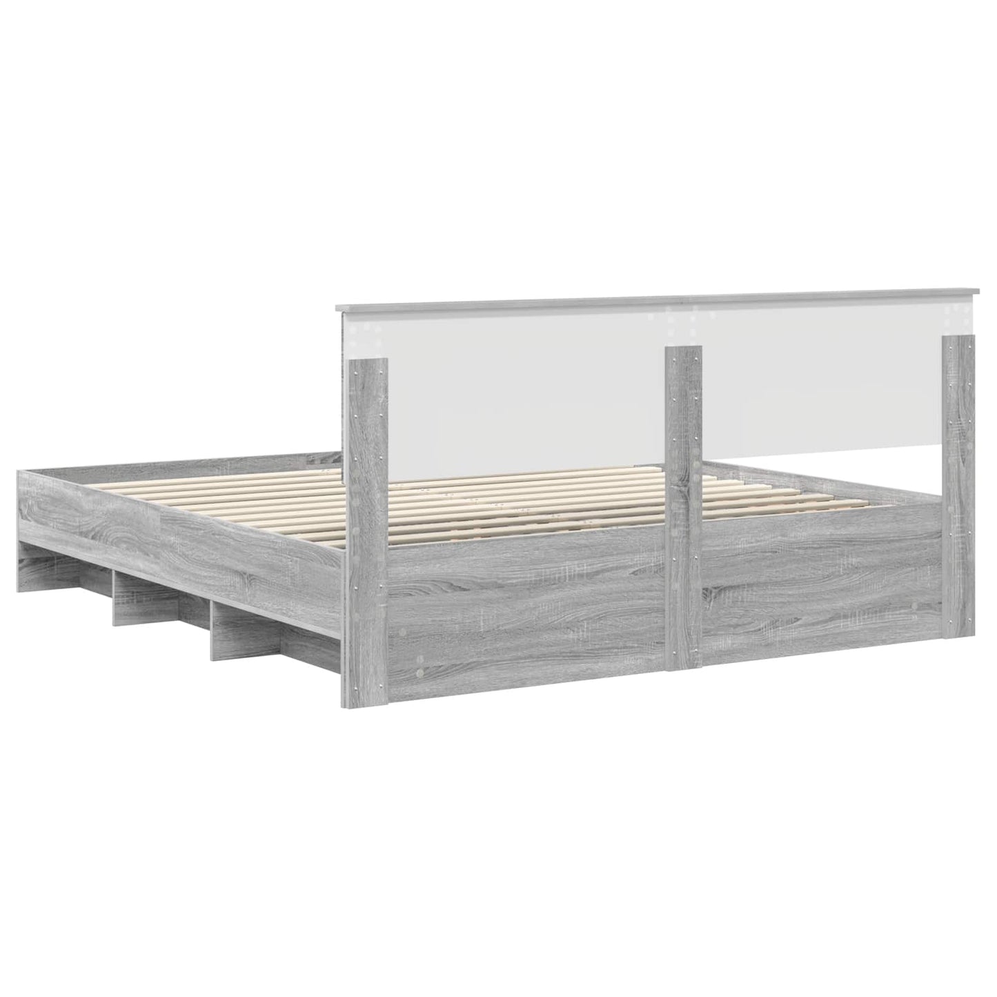 Bedframe met hoofdeinde Grijs Sonoma 180 x 200 cm Bewerkt hout is nu te koop bij PeponiXL, paradijselijk wonen!