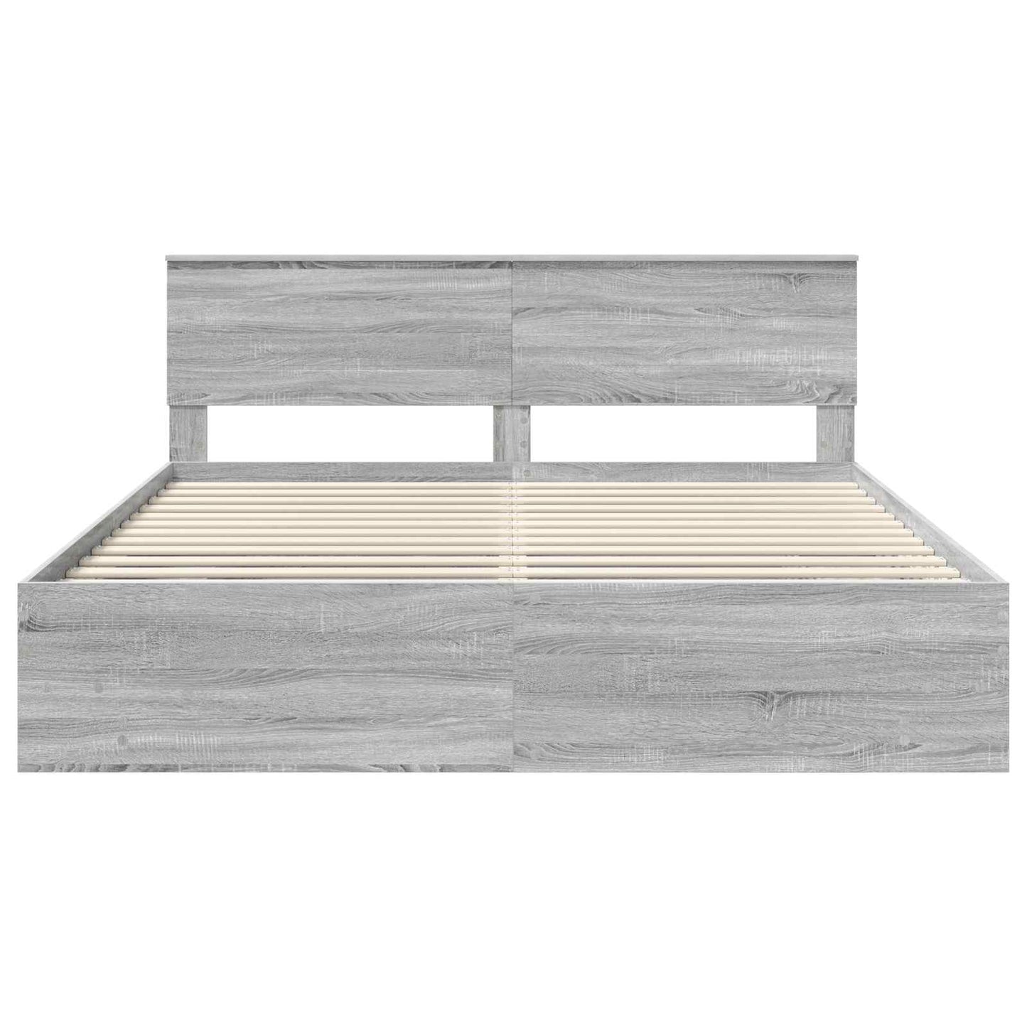 Bedframe met hoofdeinde Grijs Sonoma 180 x 200 cm Bewerkt hout is nu te koop bij PeponiXL, paradijselijk wonen!