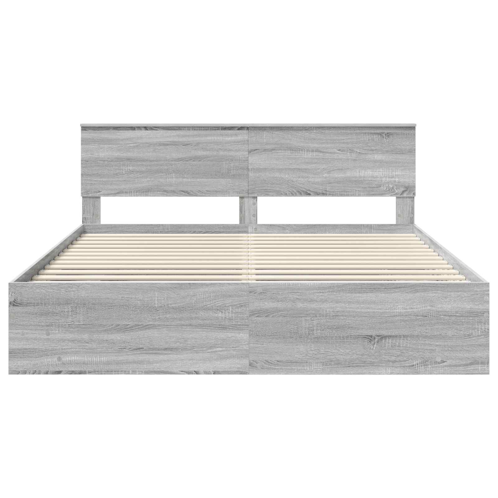 Bedframe met hoofdeinde Grijs Sonoma 180 x 200 cm Bewerkt hout is nu te koop bij PeponiXL, paradijselijk wonen!