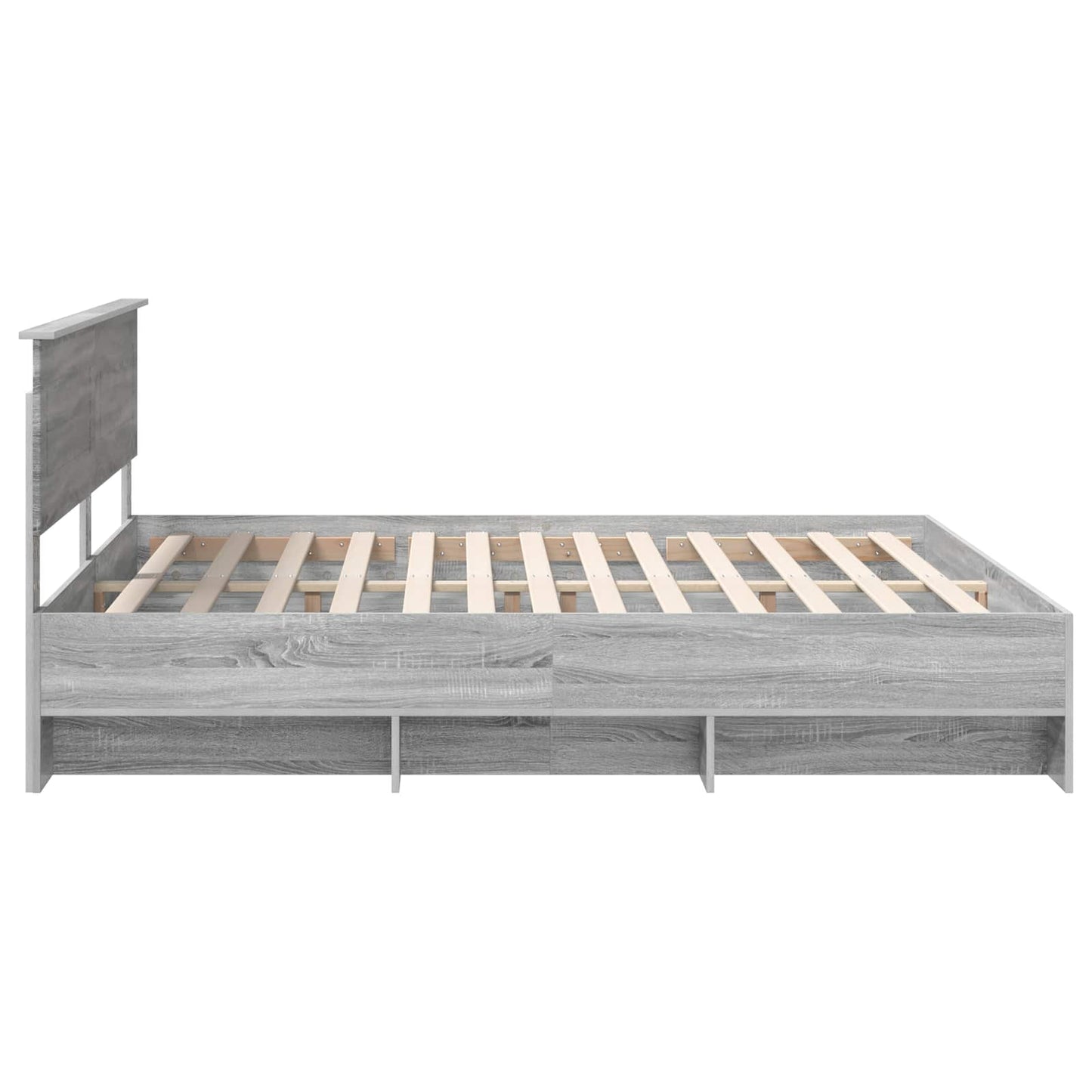 Bedframe met hoofdeinde Grijs Sonoma 180 x 200 cm Bewerkt hout is nu te koop bij PeponiXL, paradijselijk wonen!