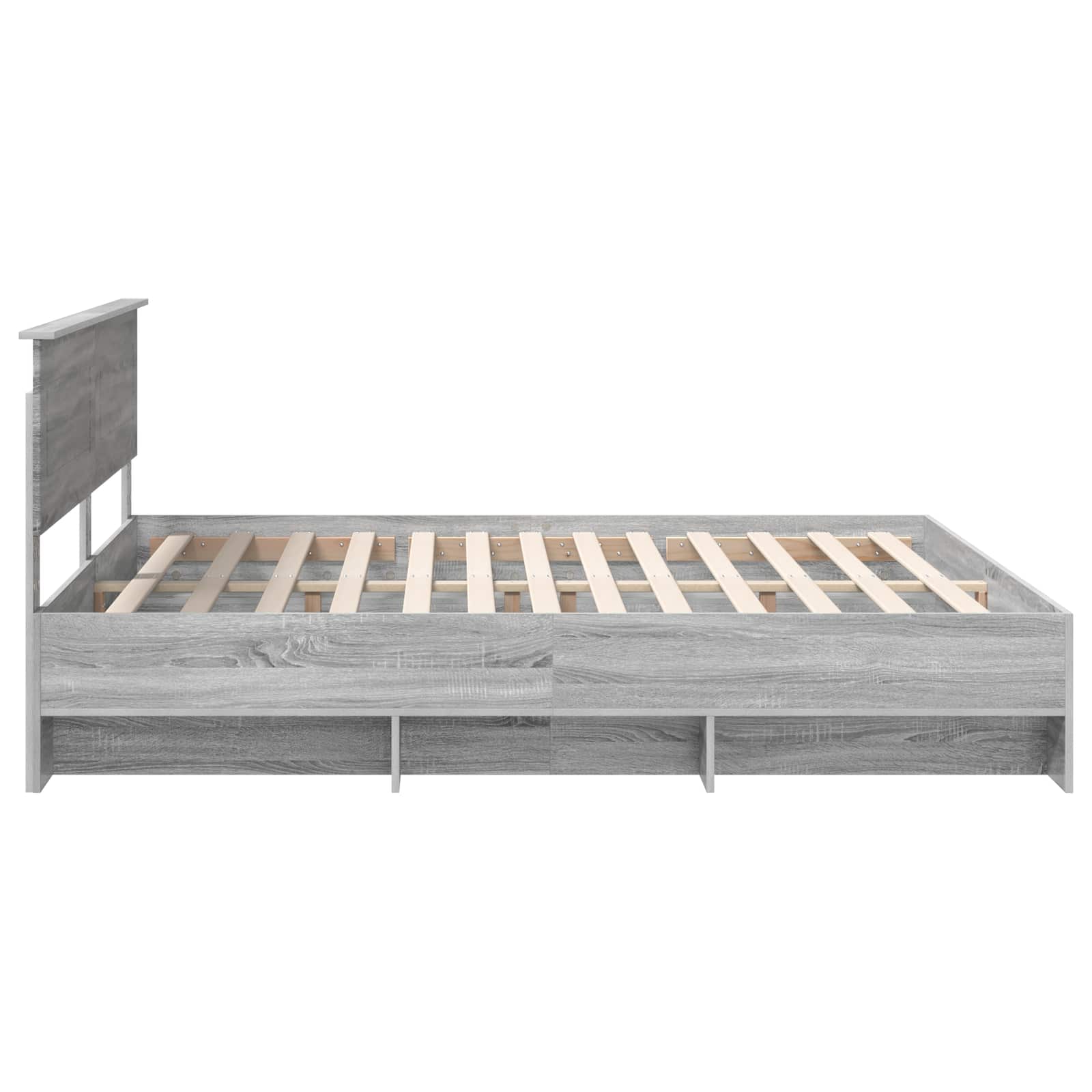 Bedframe met hoofdeinde Grijs Sonoma 180 x 200 cm Bewerkt hout is nu te koop bij PeponiXL, paradijselijk wonen!